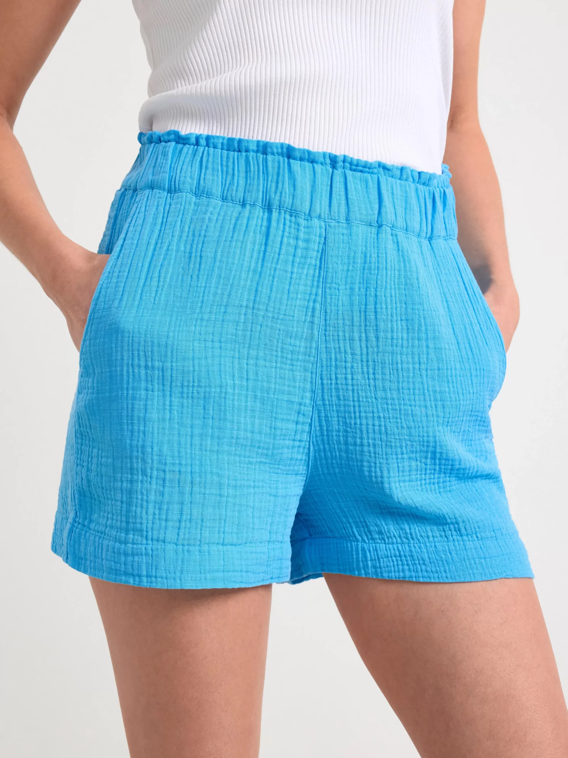 Shorts & Cykelbyxor>Lindex Shorts I Bomullsvav Light Dusty Blue