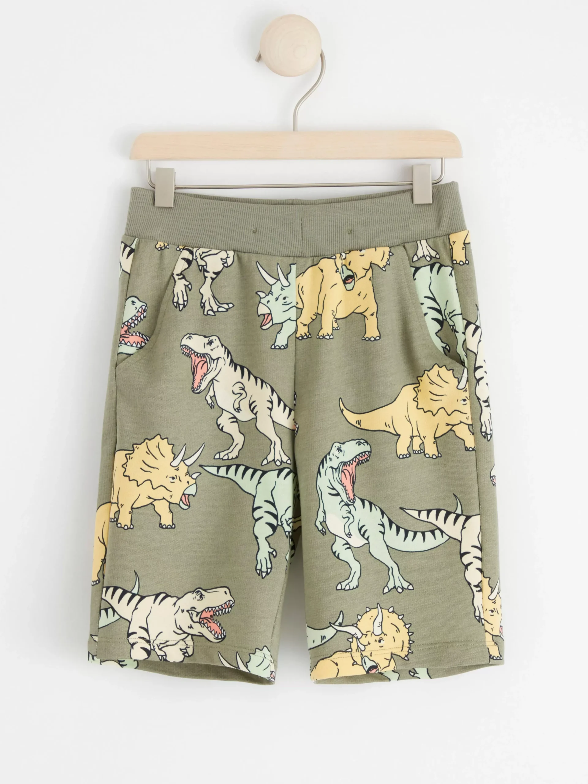 Byxor & Leggings>Lindex Shorts Med Dinosaurier Light Dusty Khaki