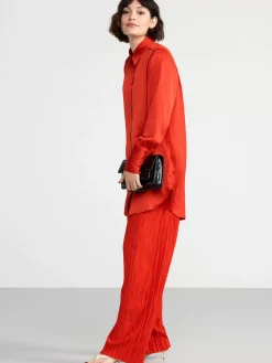 Blusar & Skjortor>Lindex Skjorta I Satin Dark Red