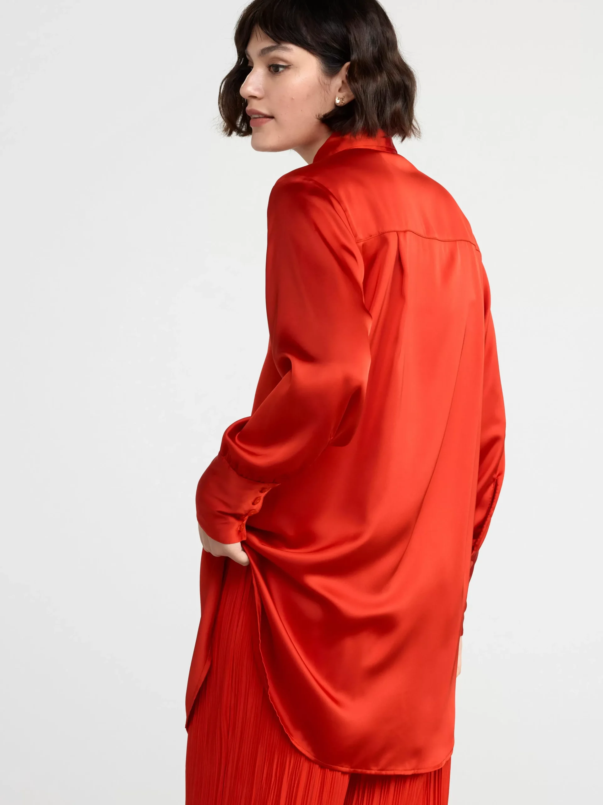 Blusar & Skjortor>Lindex Skjorta I Satin Dark Red