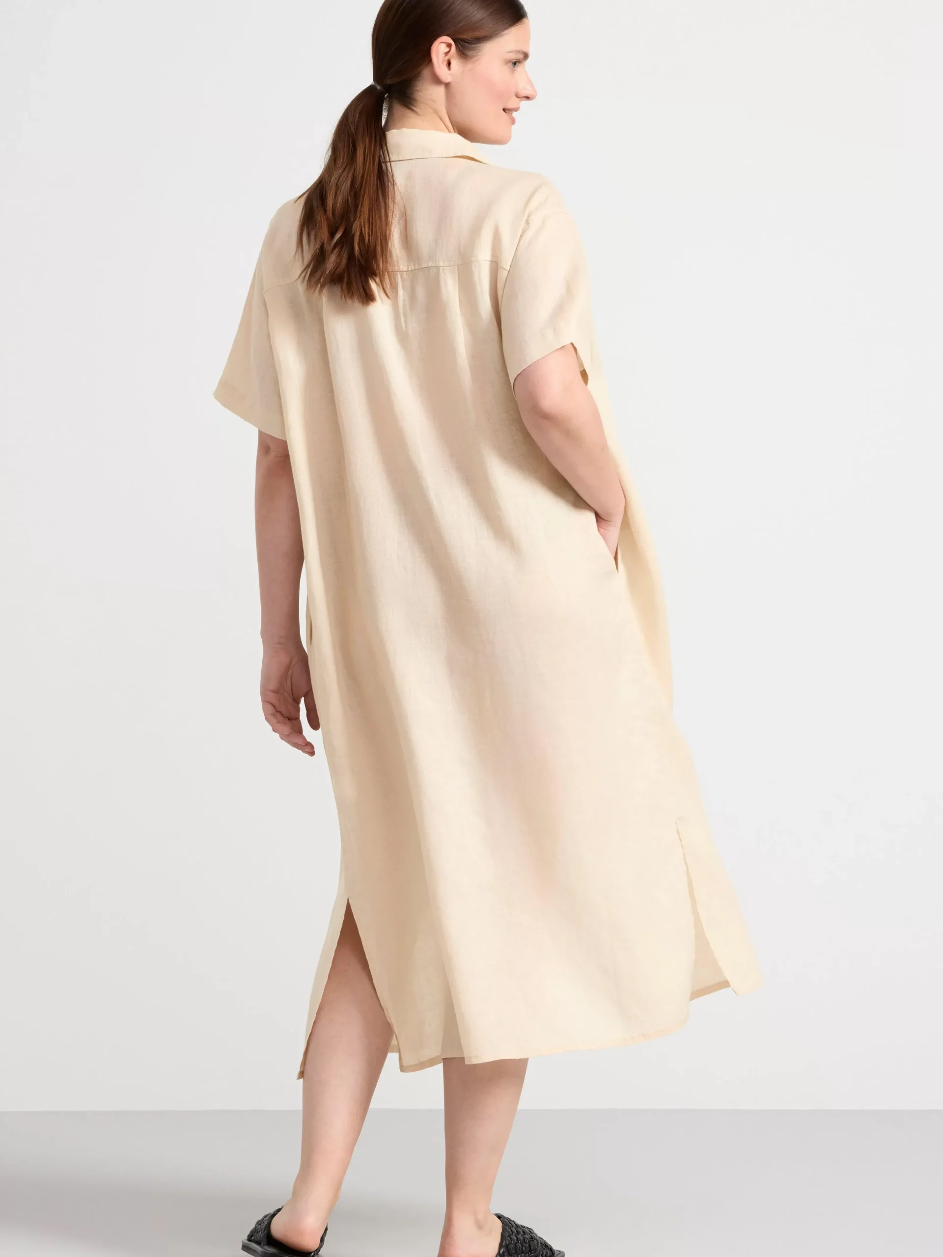 Klänningar>Lindex Skjortklanning I Linne Light Beige