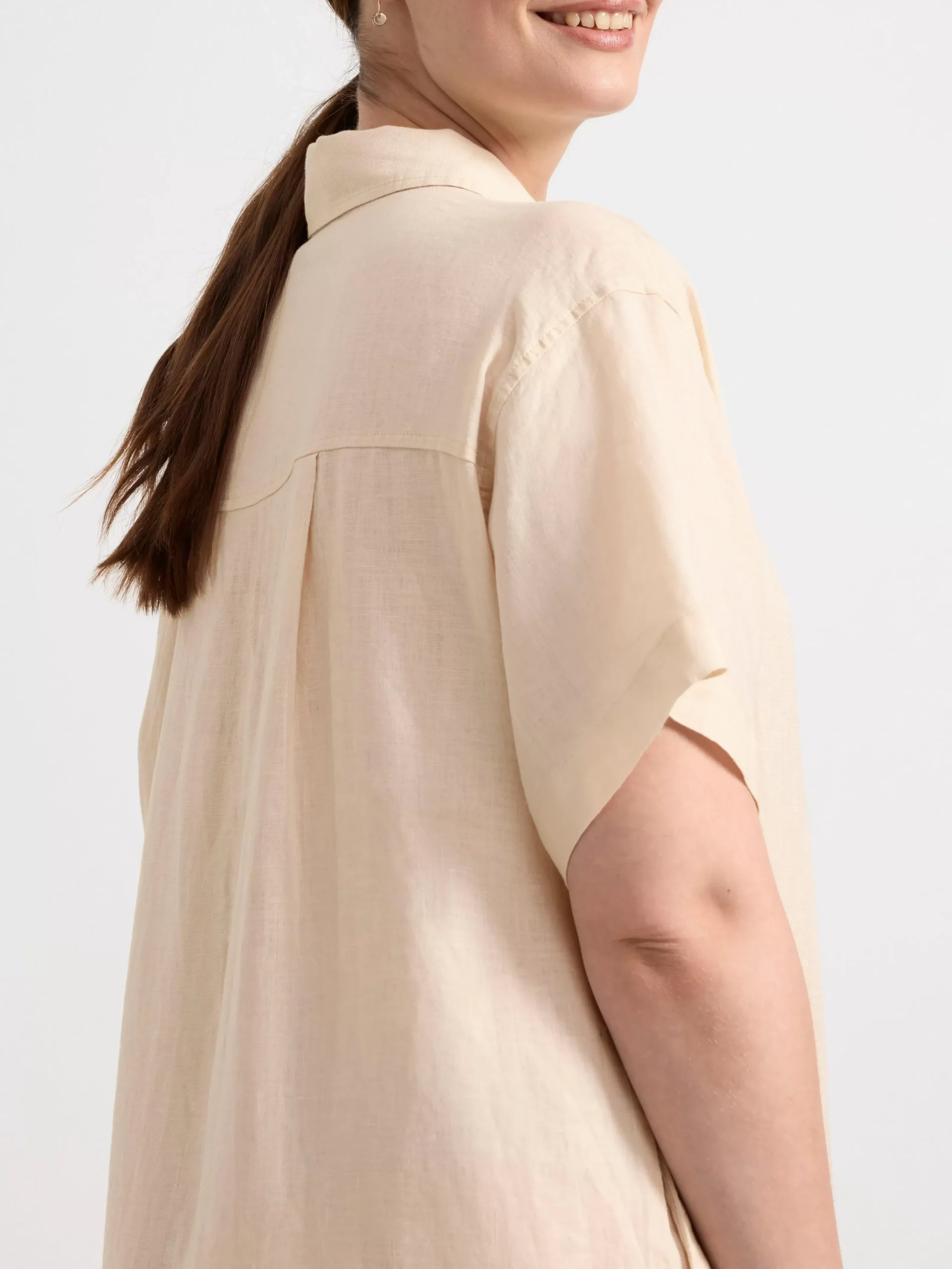 Klänningar>Lindex Skjortklanning I Linne Light Beige