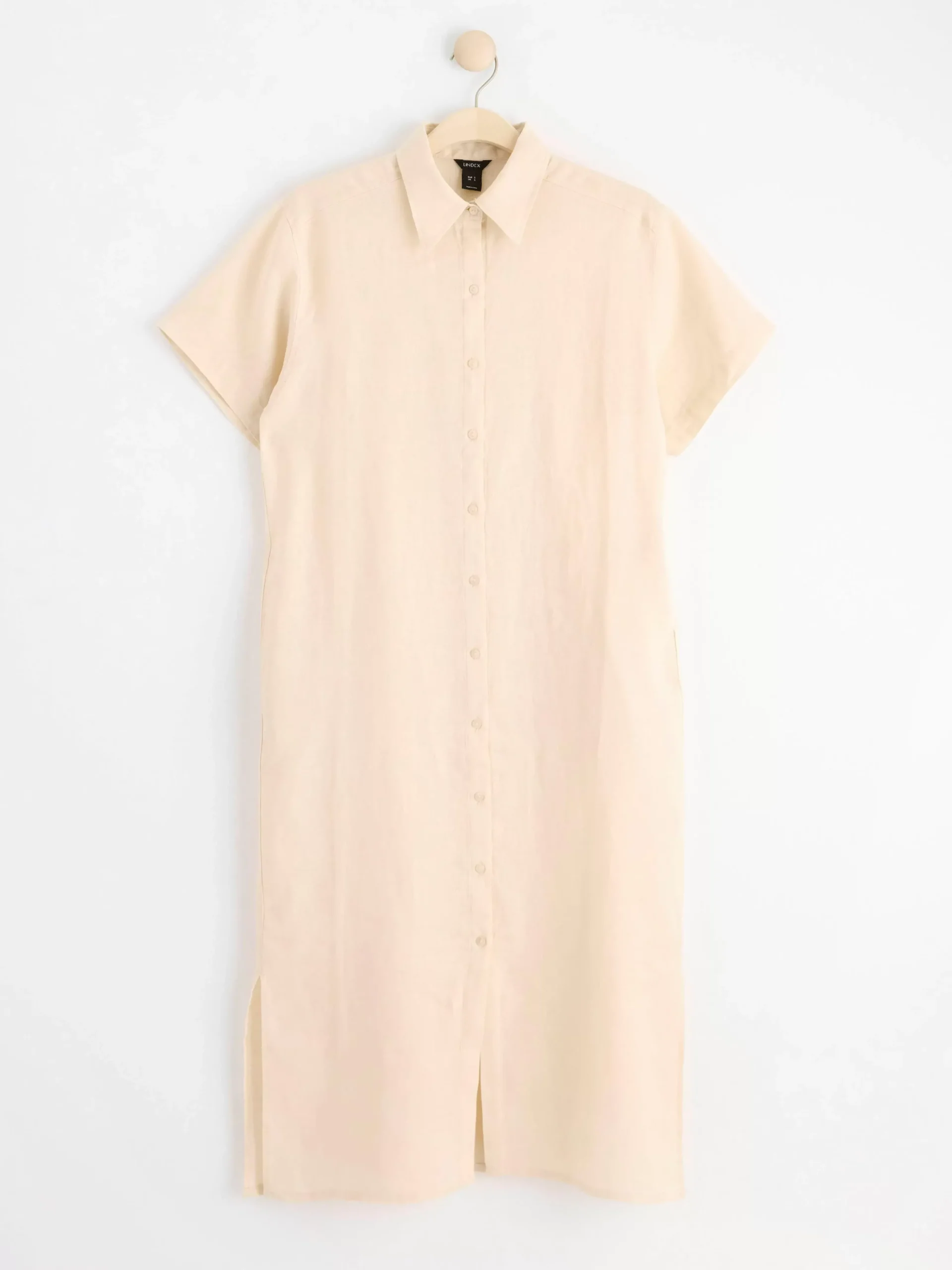 Klänningar>Lindex Skjortklanning I Linne Light Beige