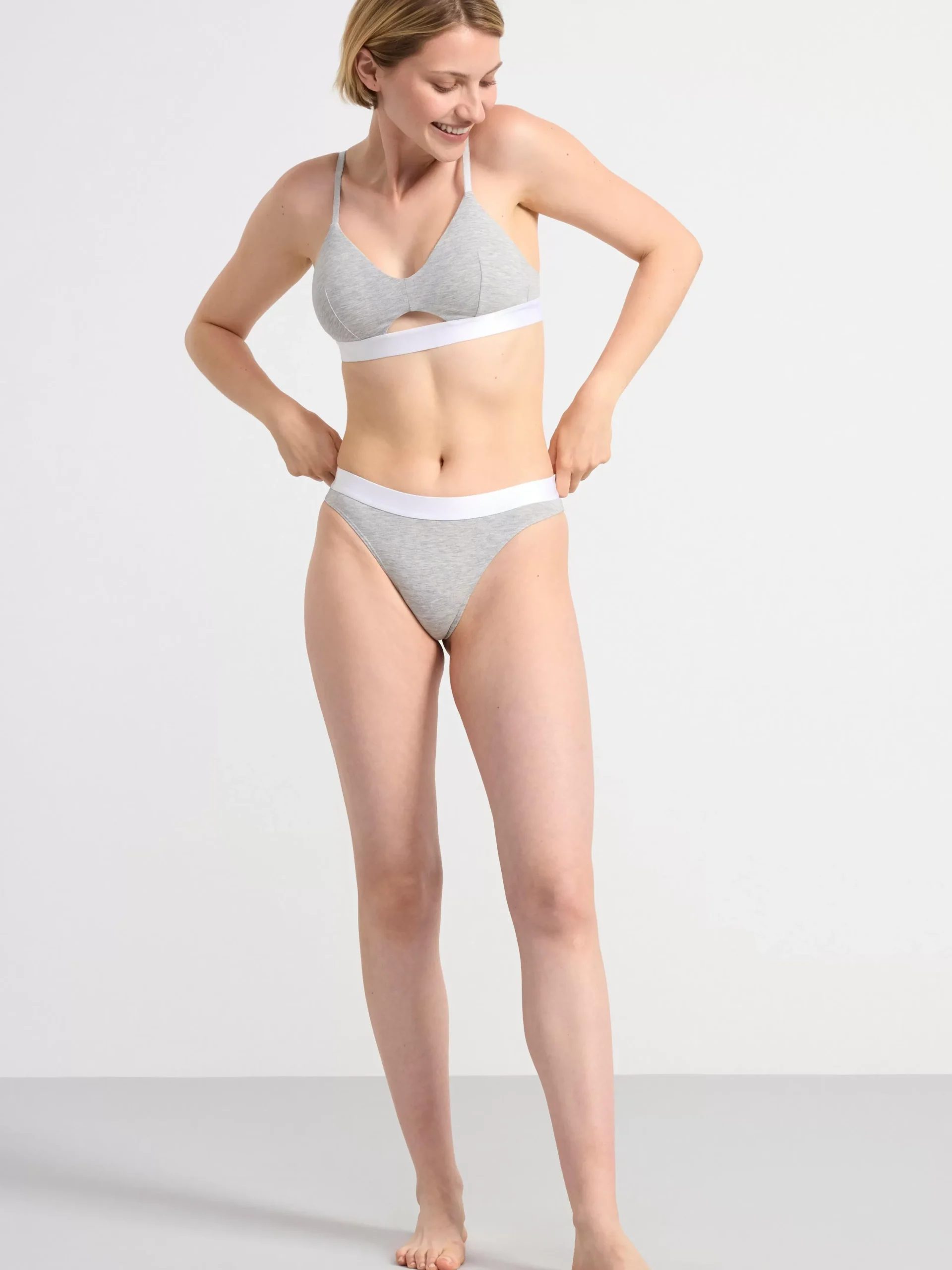 Bh>Lindex Soft Bh Med Cut-Out Detalj Light Grey Melange