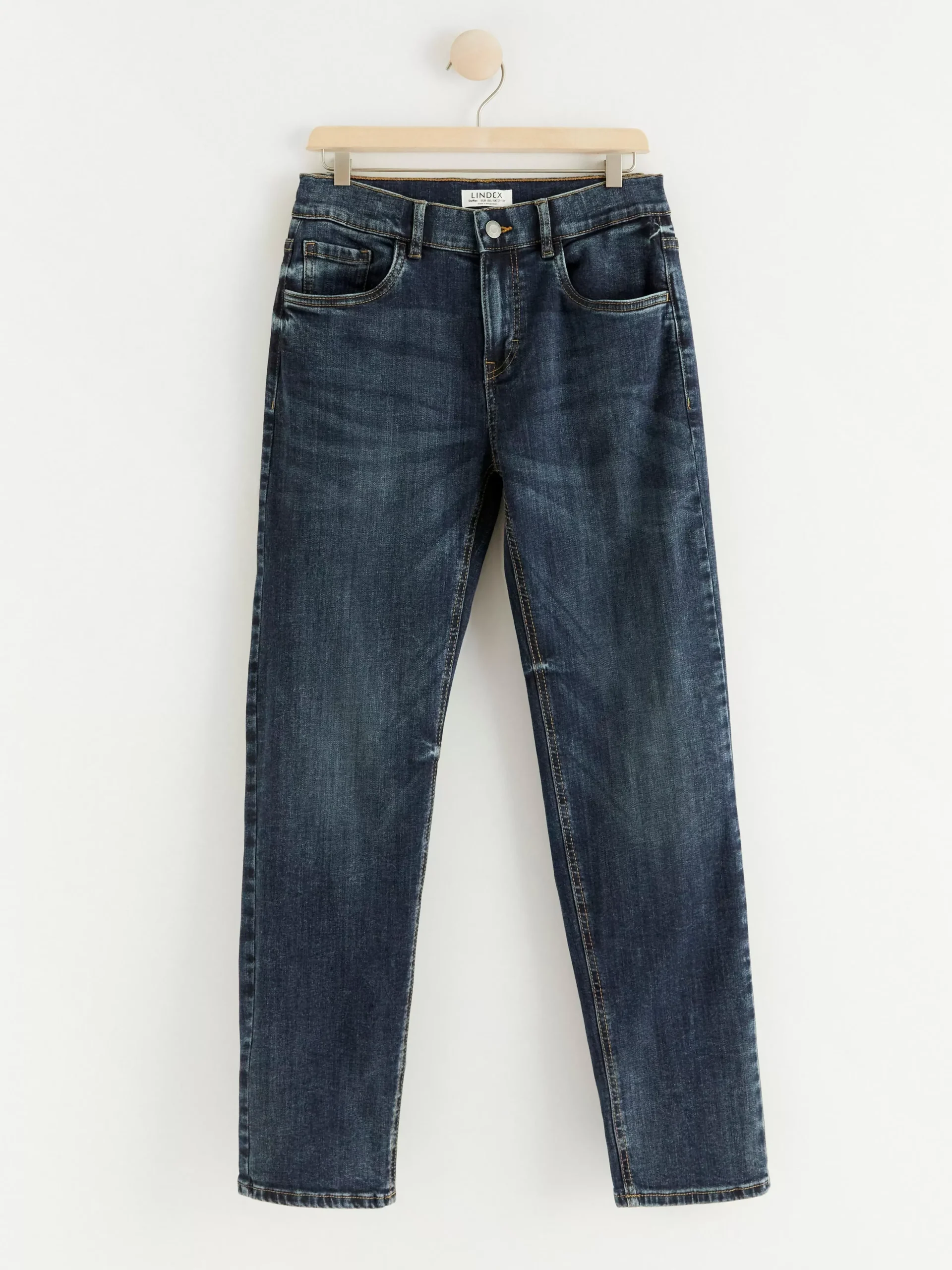 Jeans>Lindex Staffan Extra Slitstarka Jeans Med Normalhog Midja Och Rakt Ben Dark Denim
