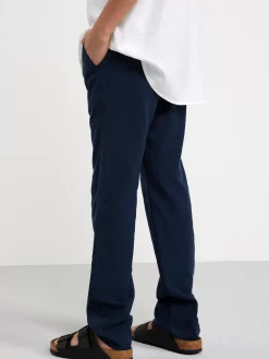 Byxor & Leggings>Lindex Staffan Rak Byxa Med Normalhog Midja I Linneblandning Dark Navy