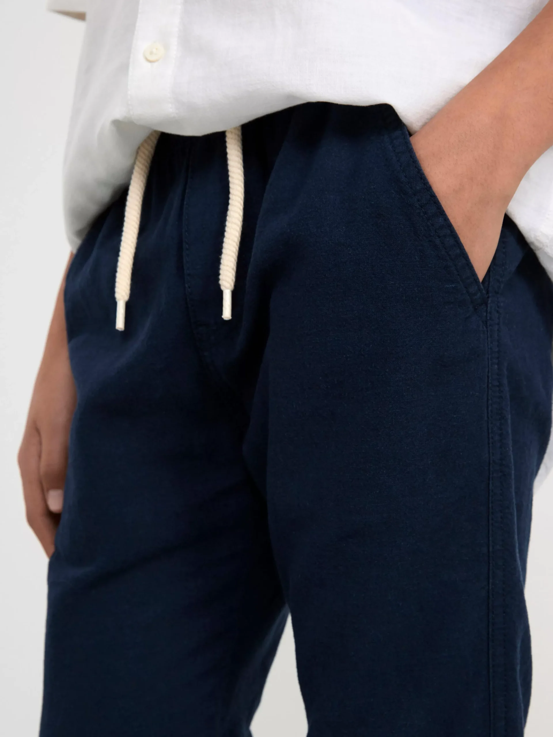 Byxor & Leggings>Lindex Staffan Rak Byxa Med Normalhog Midja I Linneblandning Dark Navy