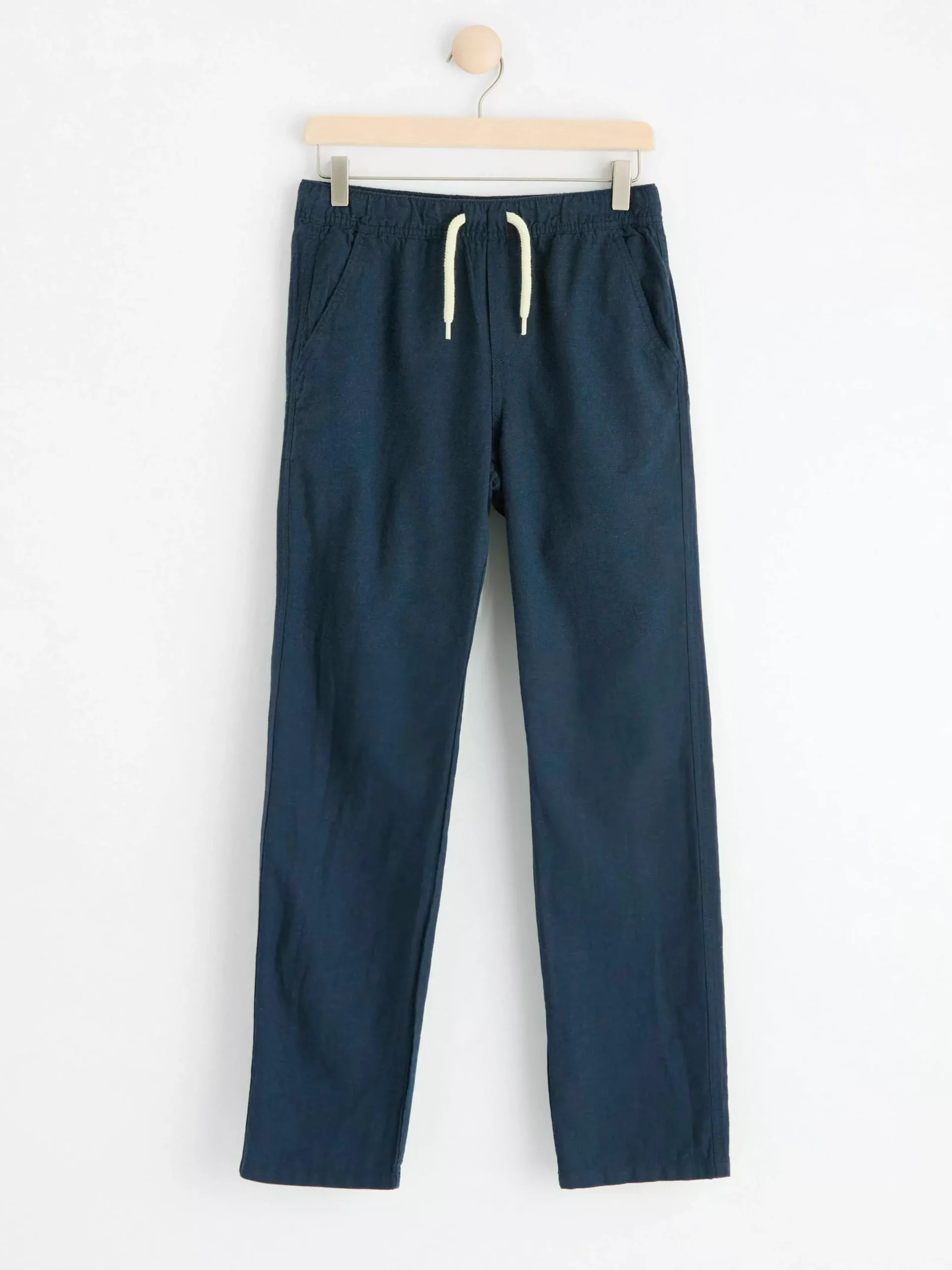 Byxor & Leggings>Lindex Staffan Rak Byxa Med Normalhog Midja I Linneblandning Dark Navy