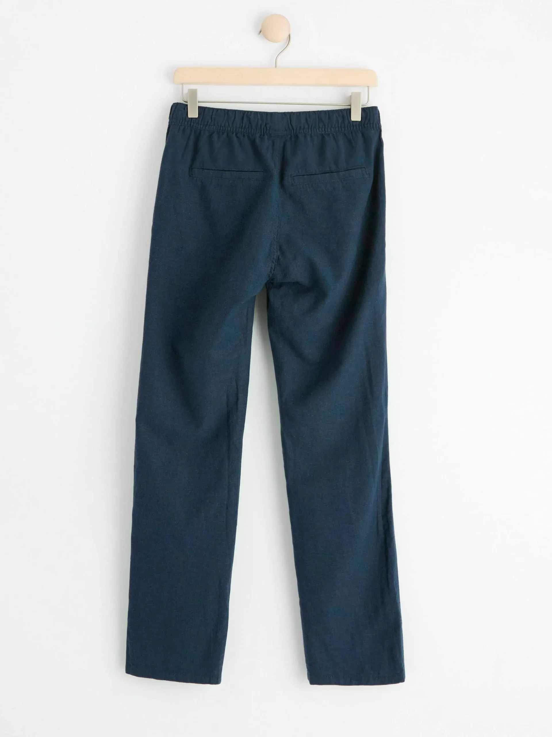 Byxor & Leggings>Lindex Staffan Rak Byxa Med Normalhog Midja I Linneblandning Dark Navy