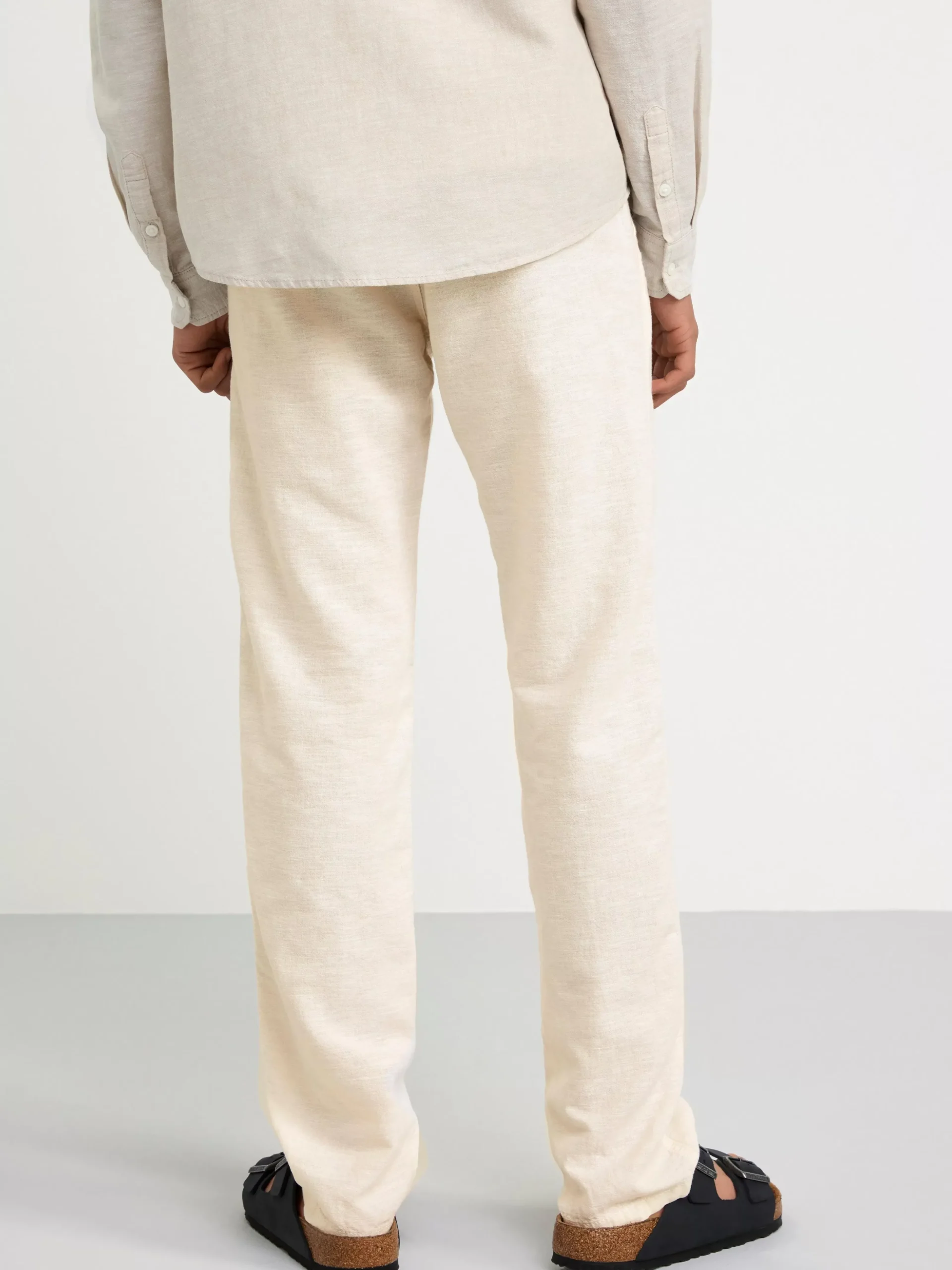Byxor & Leggings>Lindex Staffan Rak Byxa Med Normalhog Midja I Linneblandning Light Beige