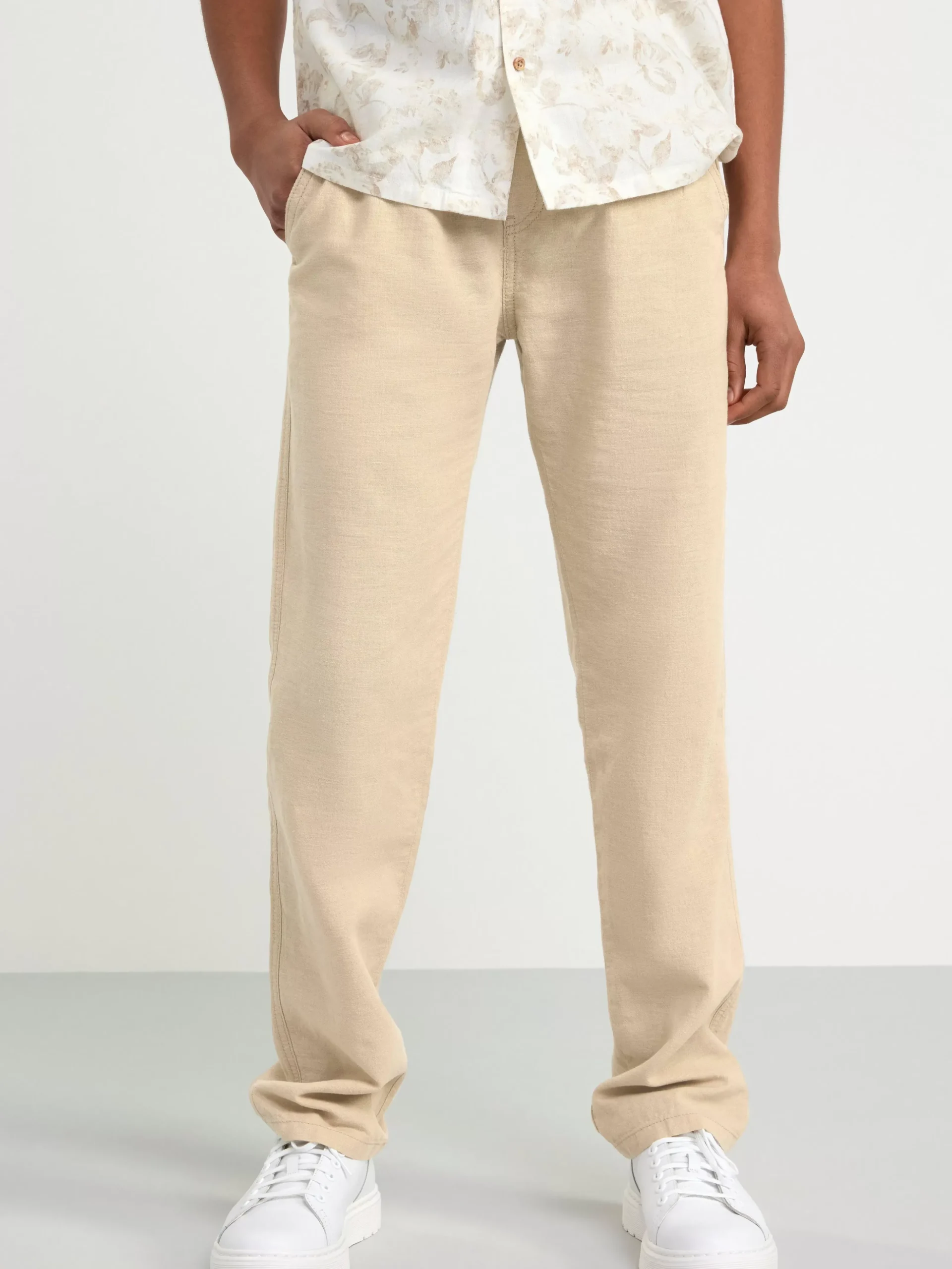 Byxor & Leggings>Lindex Staffan Rak Byxa Med Normalhog Midja I Linneblandning Beige