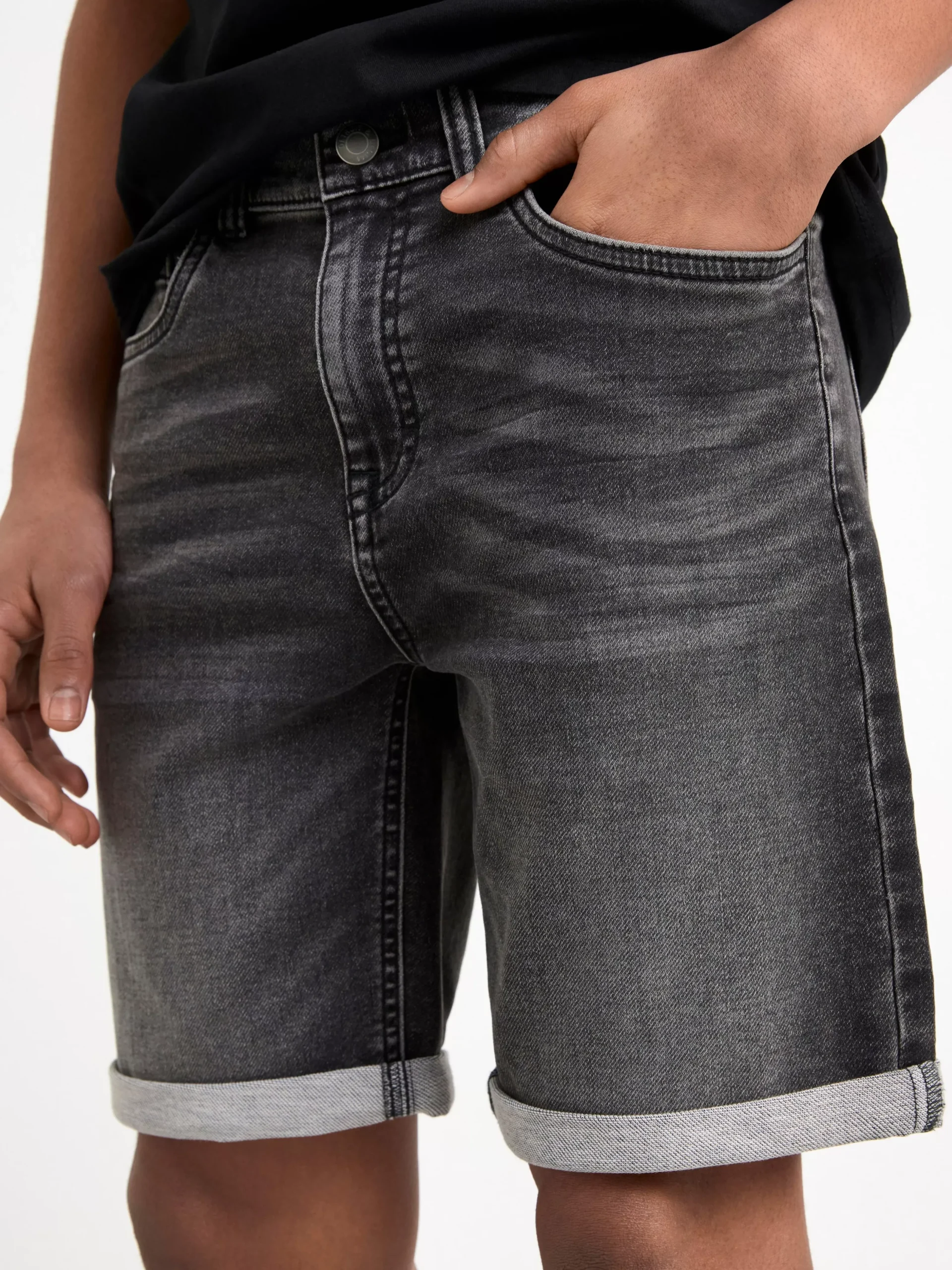 Byxor & Leggings>Lindex Stafffan Superstretchiga Shorts Med Rakt Ben Och Normalhog Midja Black