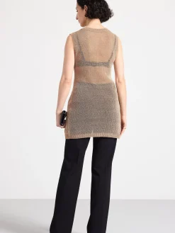 Toppar & T-Shirts>Lindex Stickad Armlos Tunika Brown