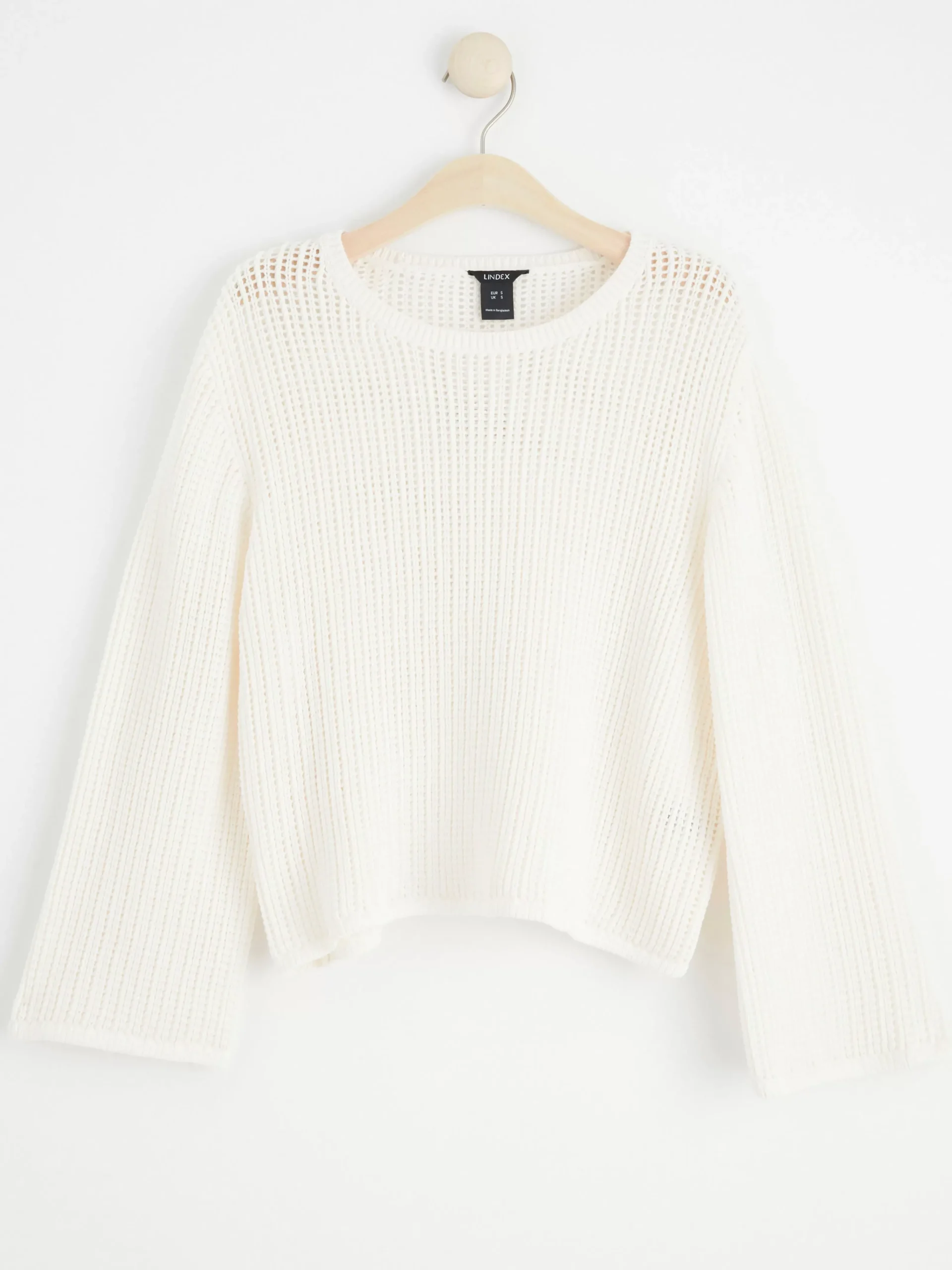Tröjor & Cardigans>Lindex Stickad Bomullstroja Light White