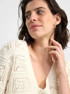 Tröjor & Cardigans>Lindex Stickad Cardigan Light Beige