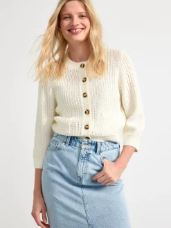 Tröjor & Cardigans>Lindex Stickad Cardigan Light White