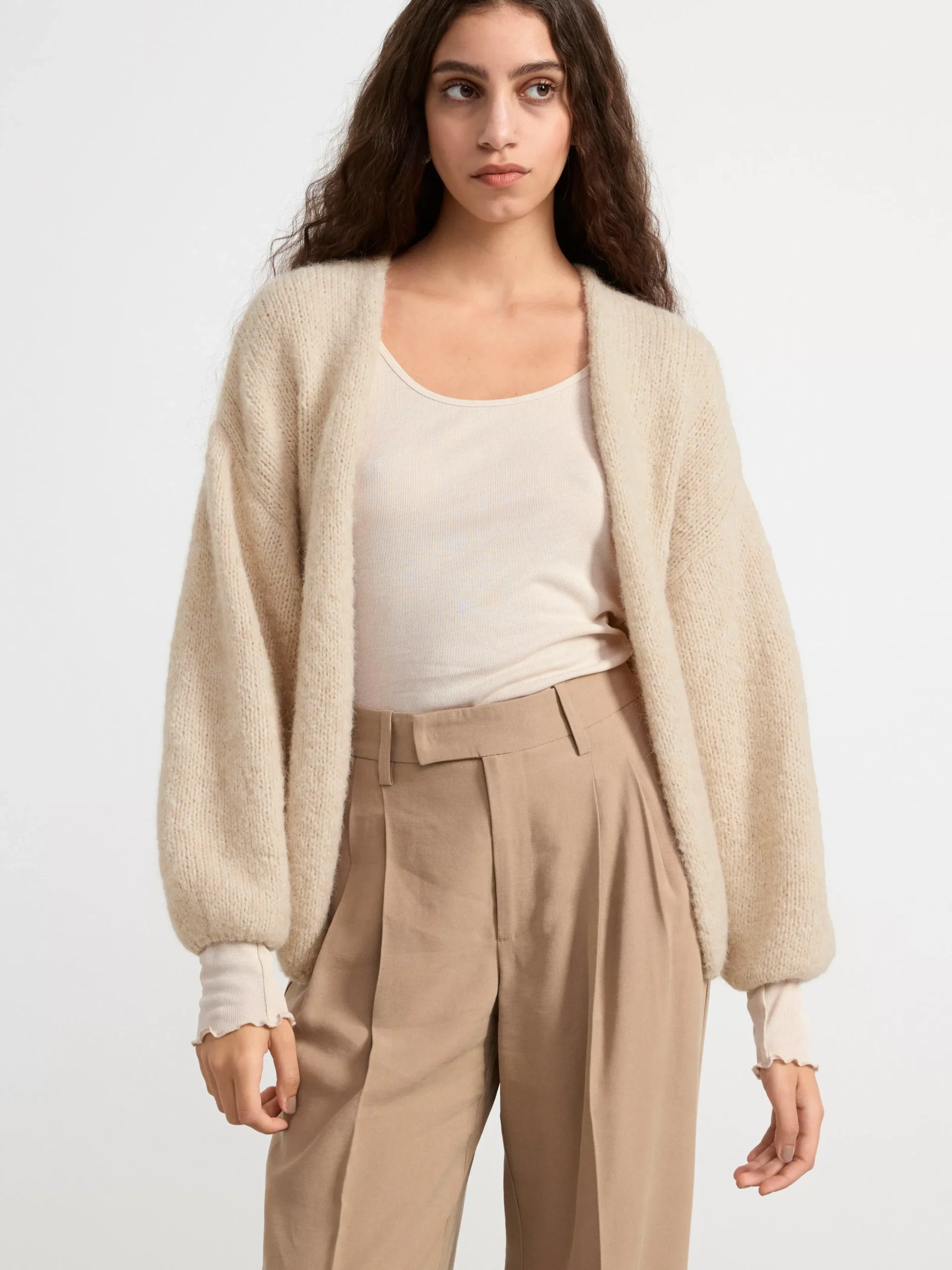 Stickat>Lindex Stickad Cardigan Beige