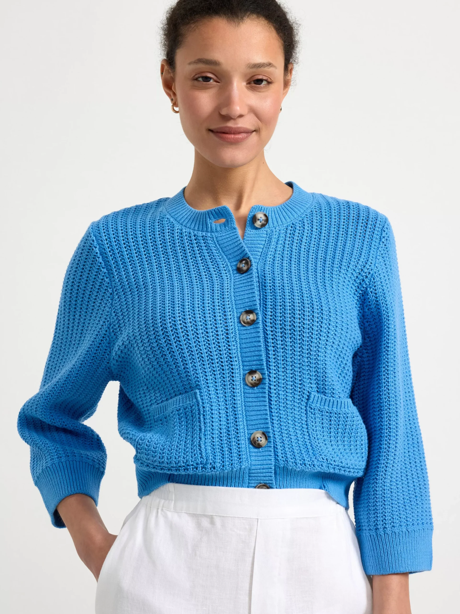 Tröjor & Cardigans>Lindex Stickad Cardigan Light Dusty Blue