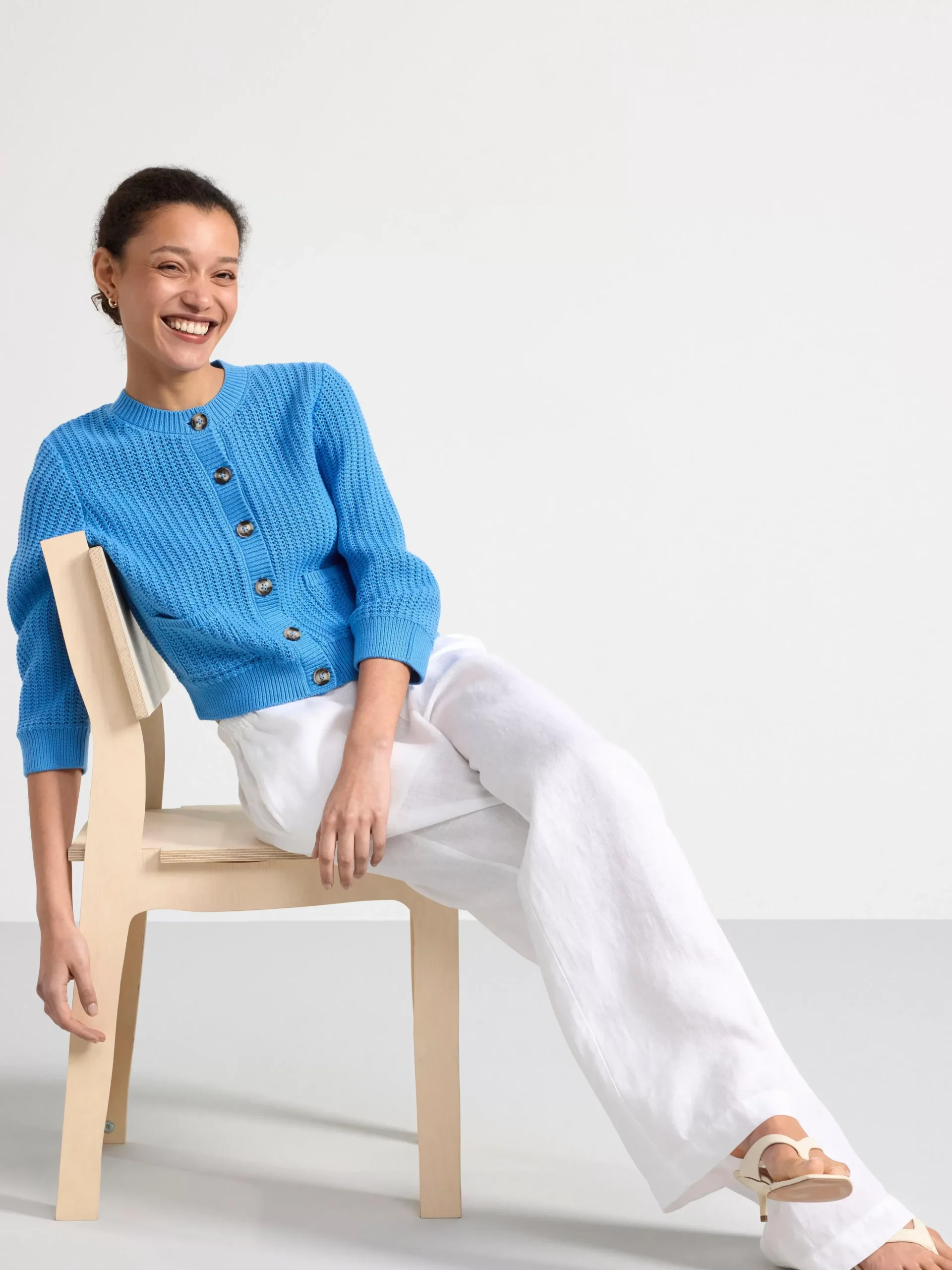 Tröjor & Cardigans>Lindex Stickad Cardigan Light Dusty Blue