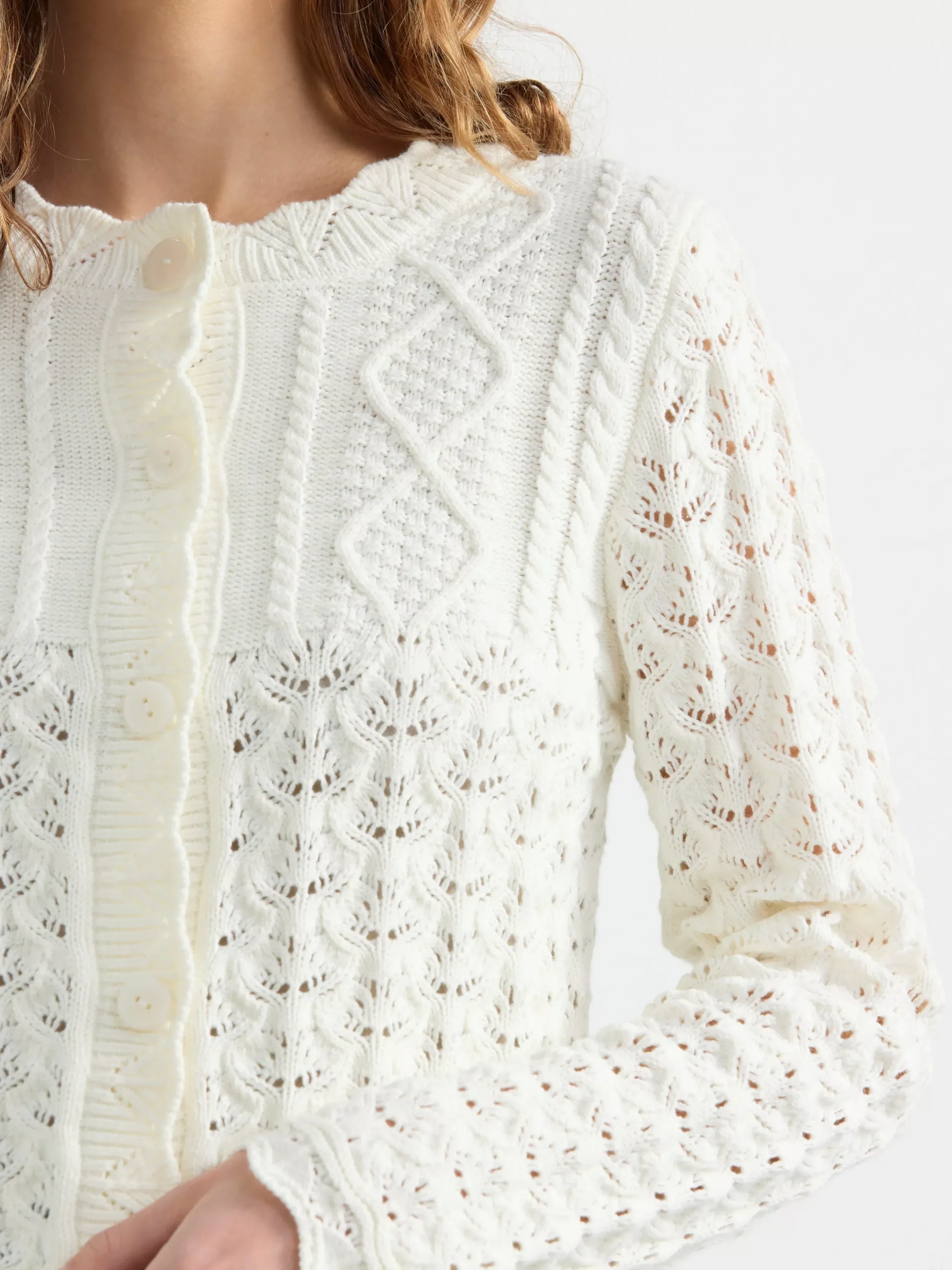 Tröjor & Cardigans>Lindex Stickad Cardigan Off White