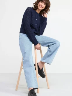 Tröjor & Cardigans>Lindex Stickad Cardigan Navy