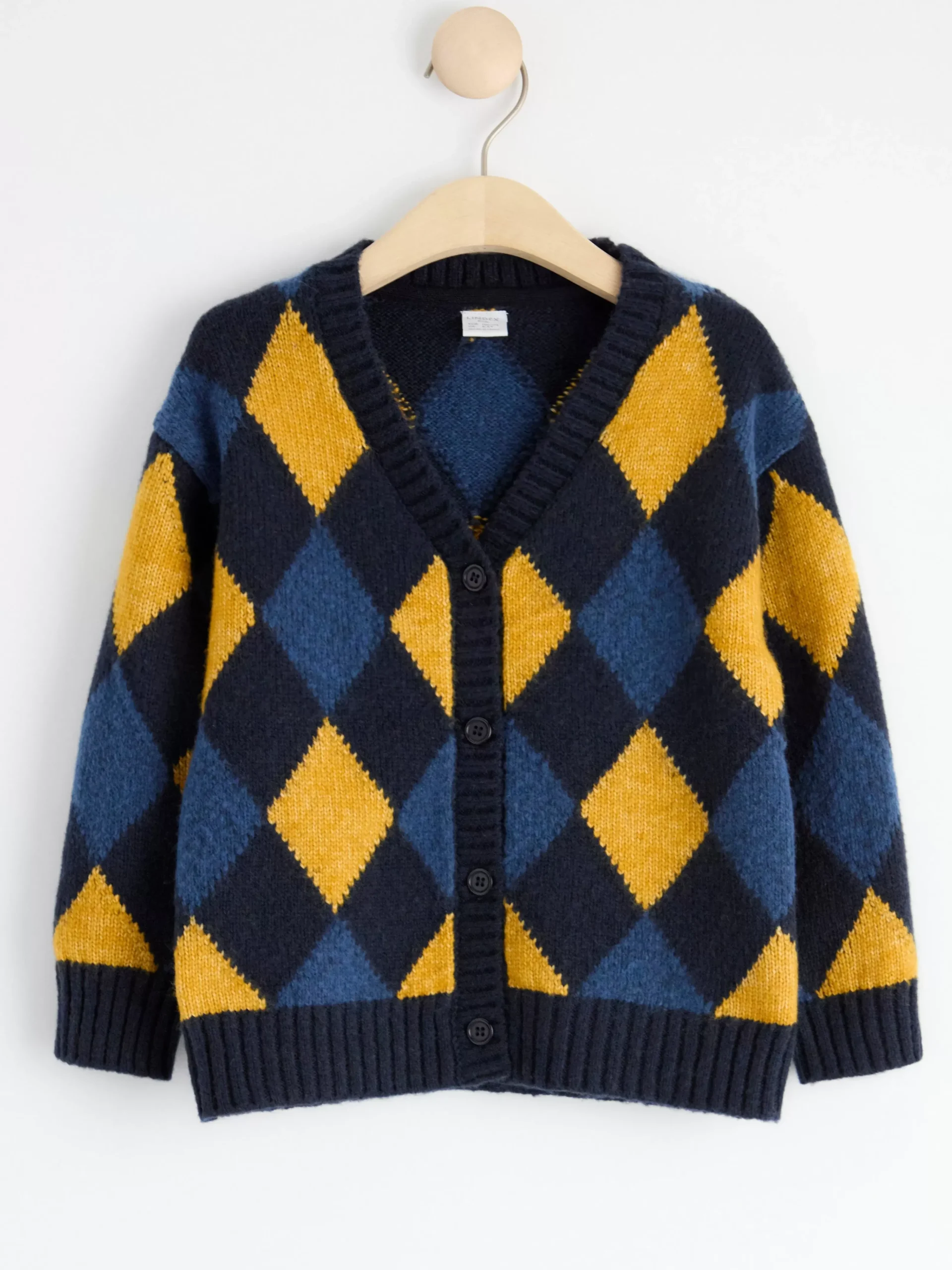 Tröjor & Cardigans>Lindex Stickad Cardigan Med Argylemonster Dark Navy