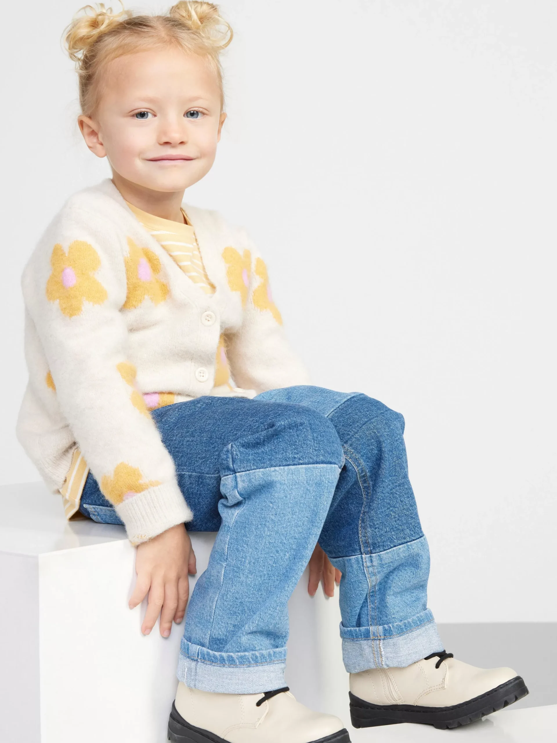 Tröjor & Cardigans>Lindex Stickad Cardigan Med Blommor Light Beige