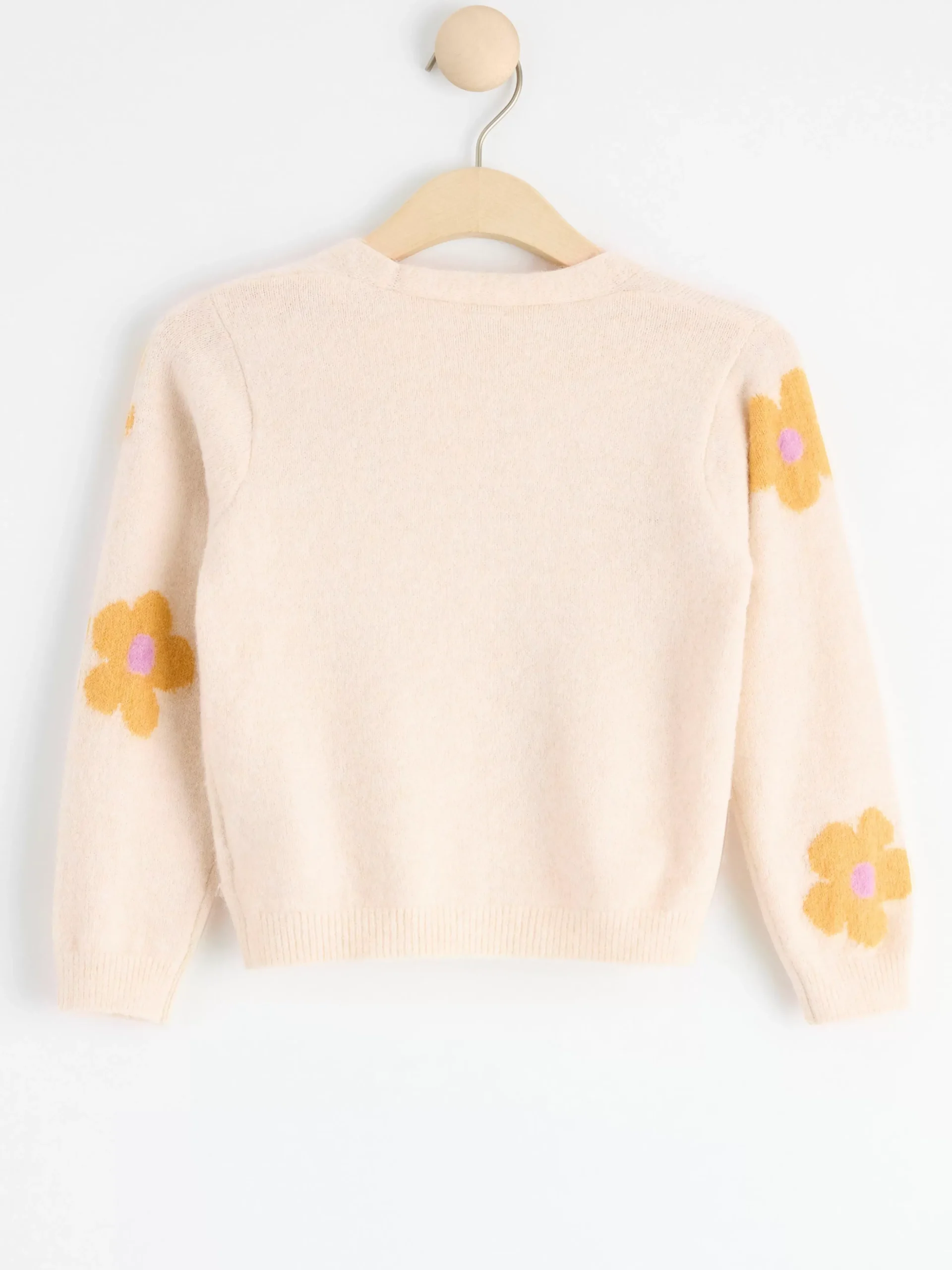Tröjor & Cardigans>Lindex Stickad Cardigan Med Blommor Light Beige