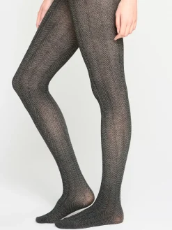 Strumpbyxor & Leggings>Lindex Stickad Fiskbensmonstrad Strumpbyxa Black