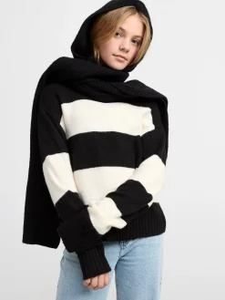Accessoarer>Lindex Stickad Halsduk Med Huva Black