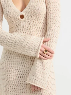 Klänningar>Lindex Stickad Langarmad Klanning Light Beige