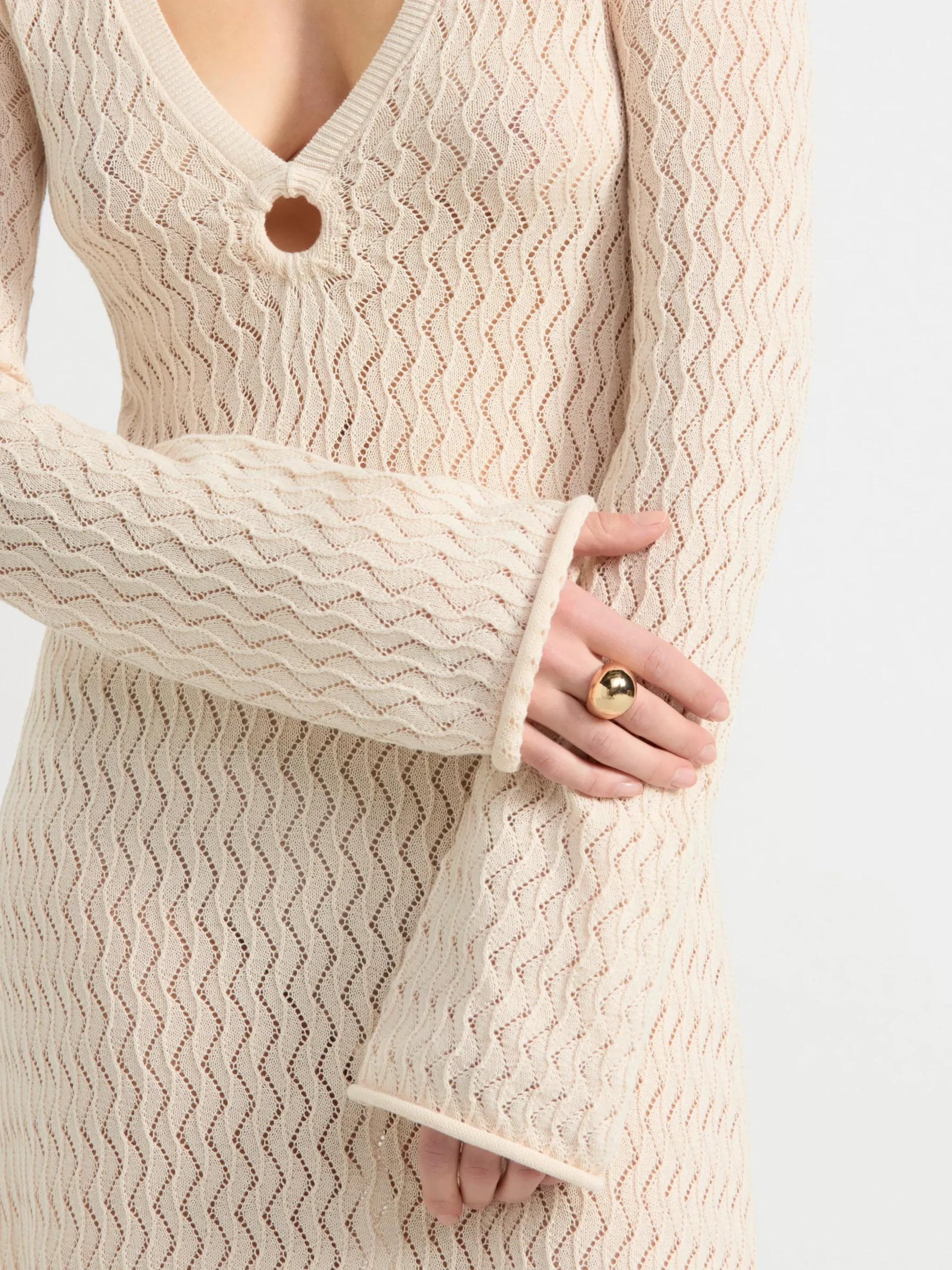 Klänningar>Lindex Stickad Langarmad Klanning Light Beige