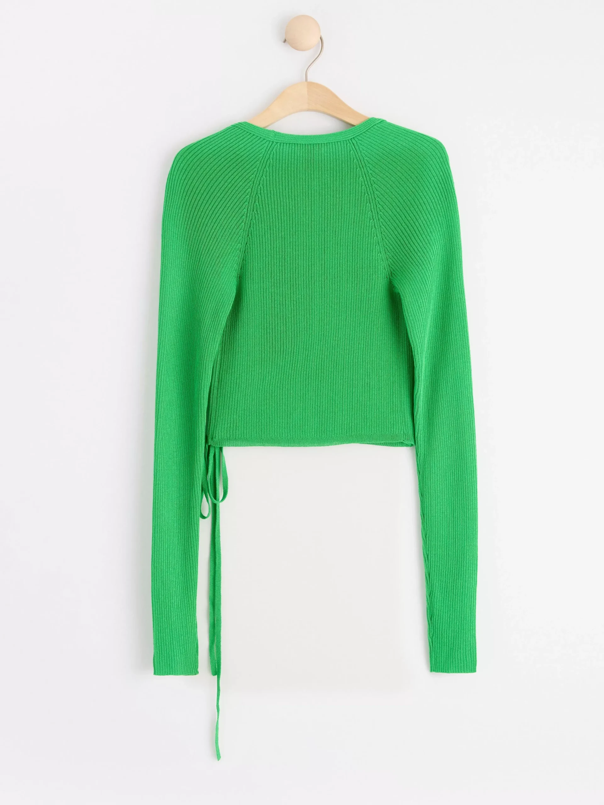 Tröjor & Cardigans>Lindex Stickad Langarmad Topp I Omlottmodell Green