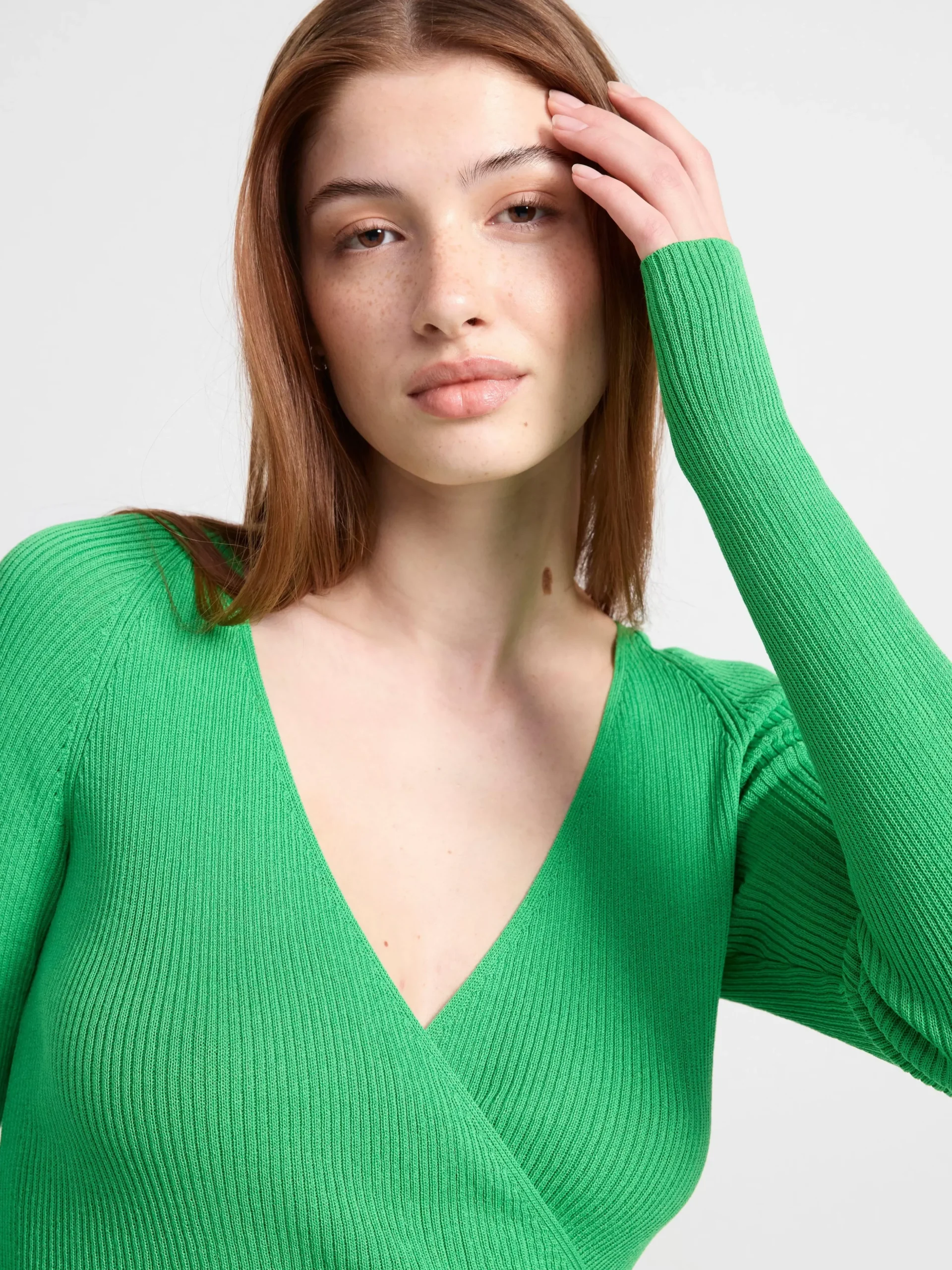 Tröjor & Cardigans>Lindex Stickad Langarmad Topp I Omlottmodell Green