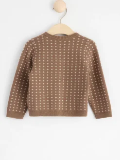Tröjor & Cardigans>Lindex Stickad, Monstrad Cardigan Dark Khaki
