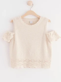 Toppar & T-Shirts>Lindex Stickad Topp Med Bar Axel Light Beige