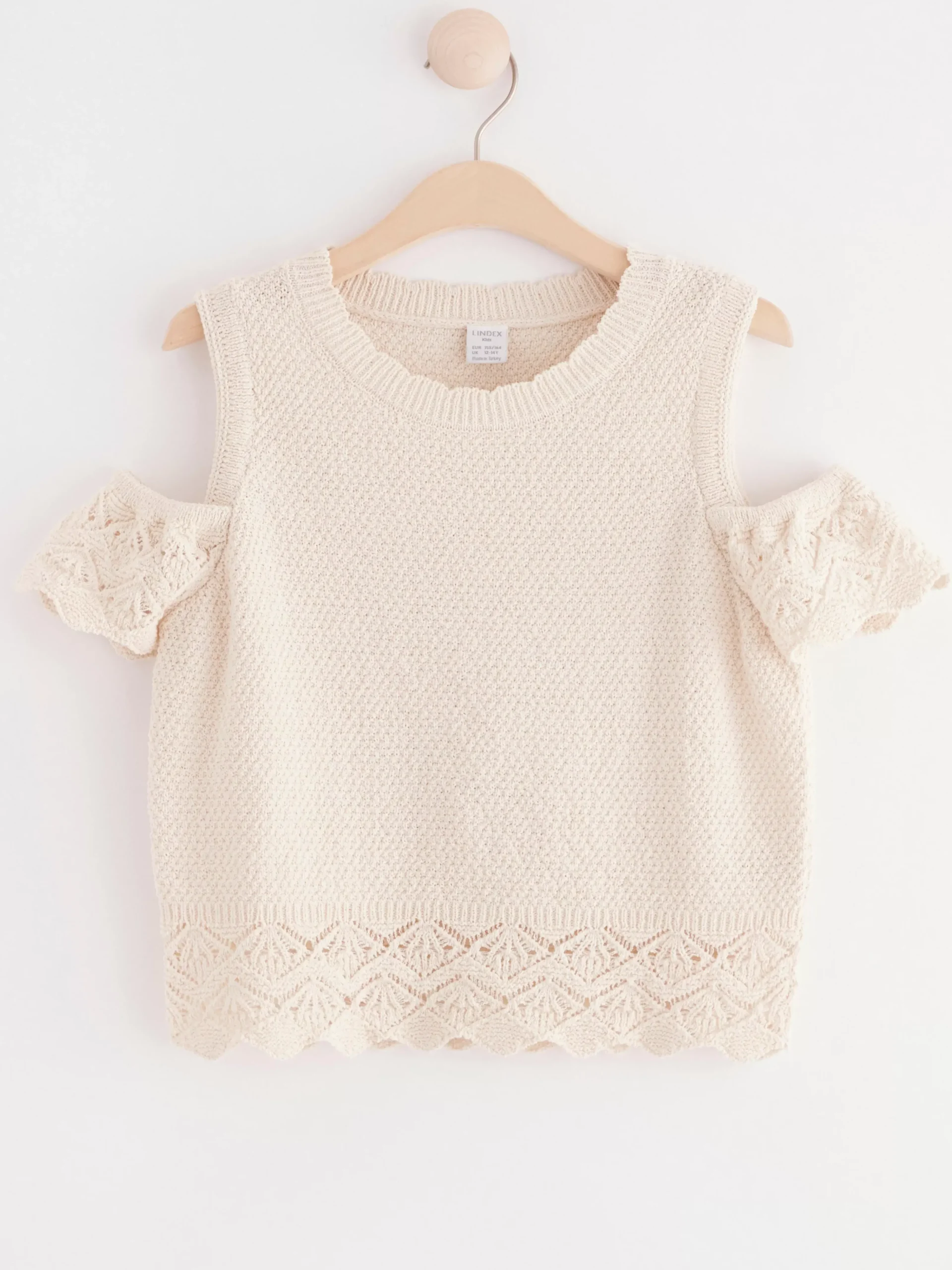 Toppar & T-Shirts>Lindex Stickad Topp Med Bar Axel Light Beige