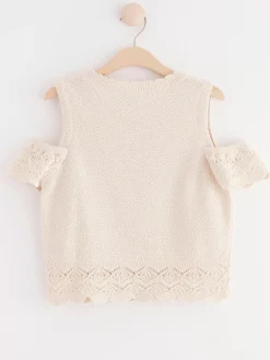 Toppar & T-Shirts>Lindex Stickad Topp Med Bar Axel Light Beige