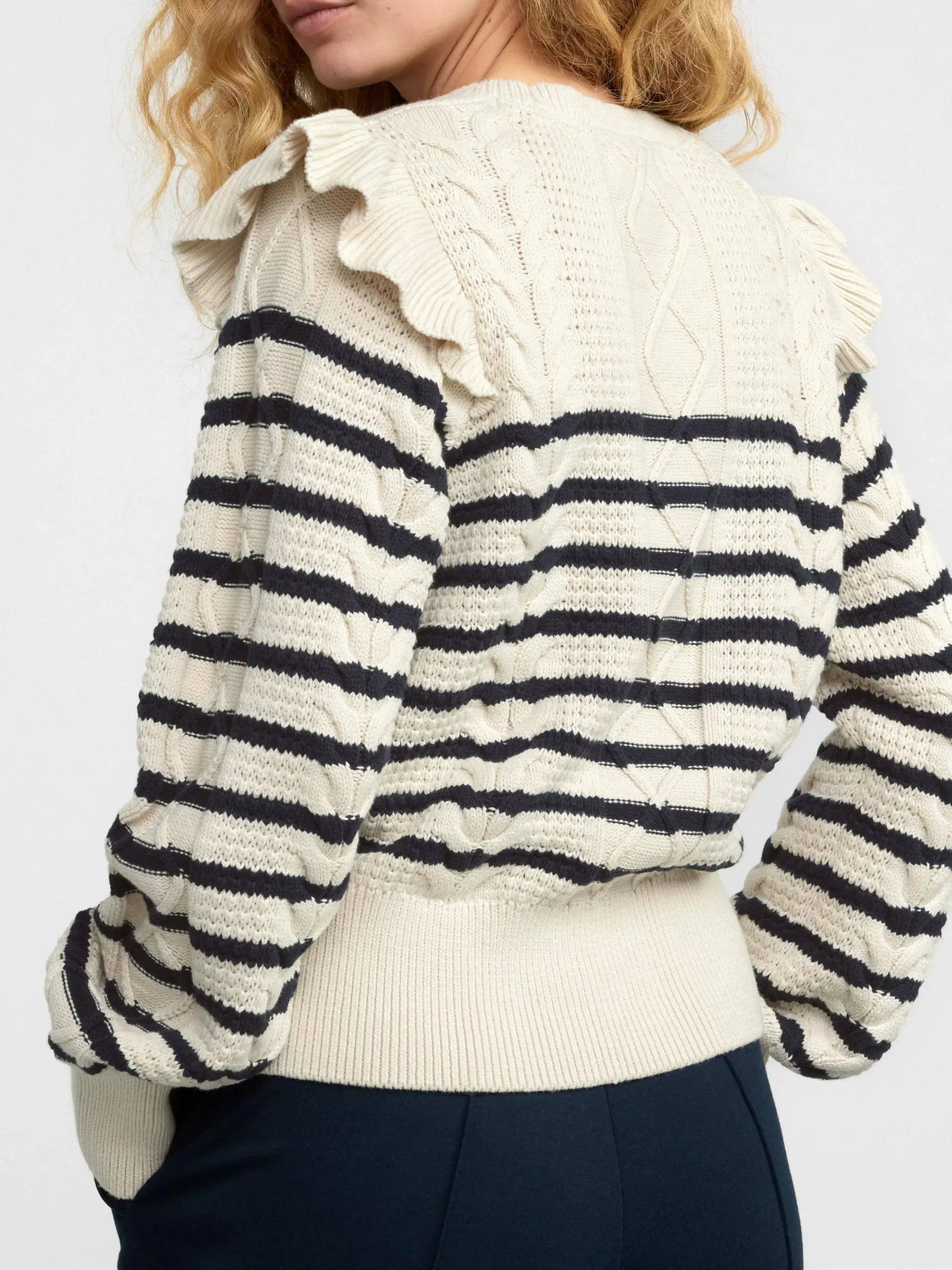 Tröjor & Cardigans>Lindex Stickad Troja Light Dusty White