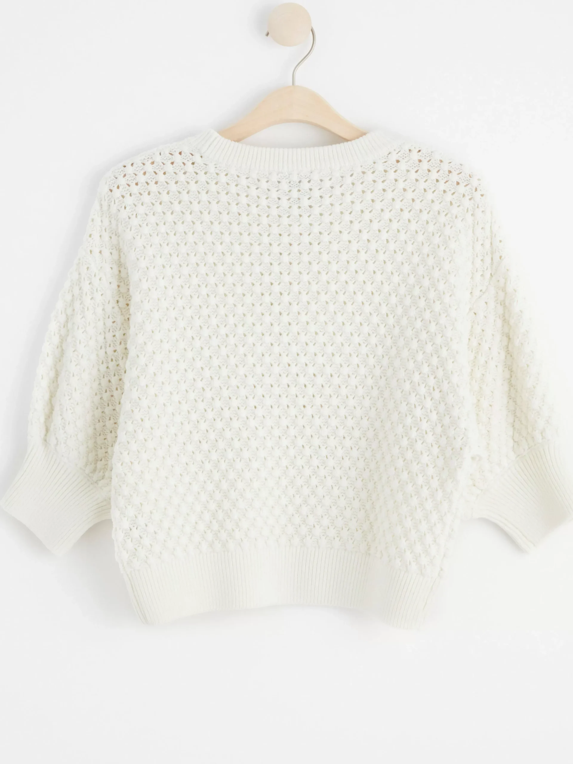 Tröjor & Cardigans>Lindex Stickad Troja Med Kort Arm Light White