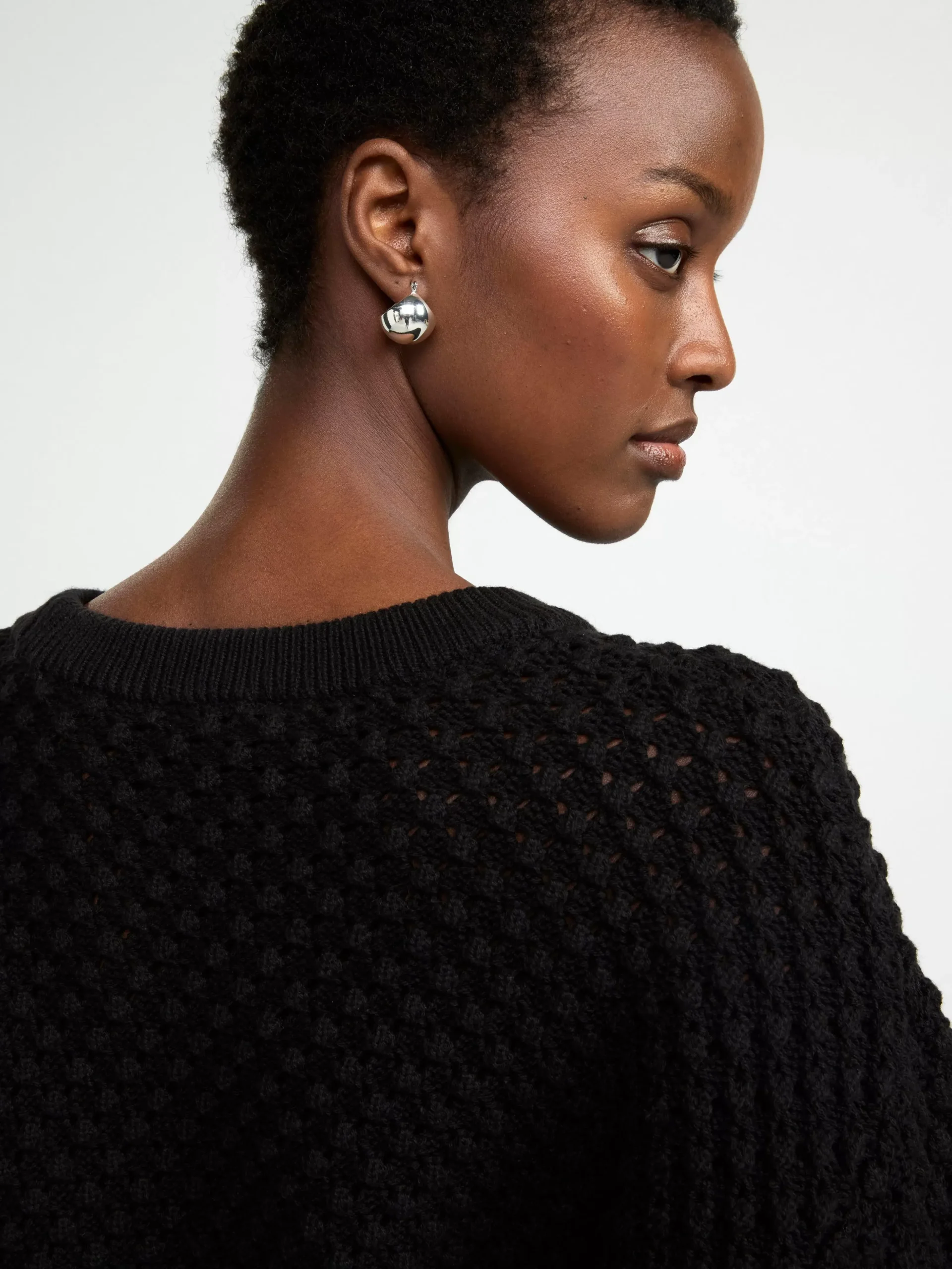Tröjor & Cardigans>Lindex Stickad Troja Med Kort Arm Black