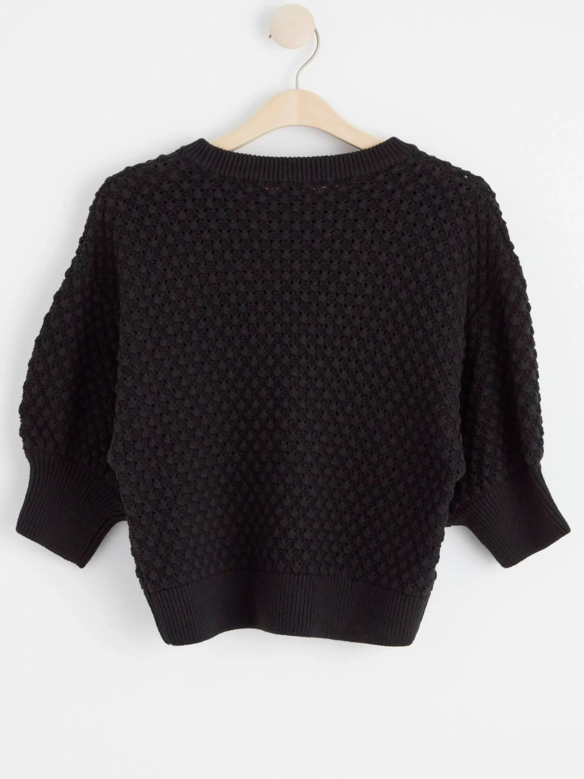 Tröjor & Cardigans>Lindex Stickad Troja Med Kort Arm Black