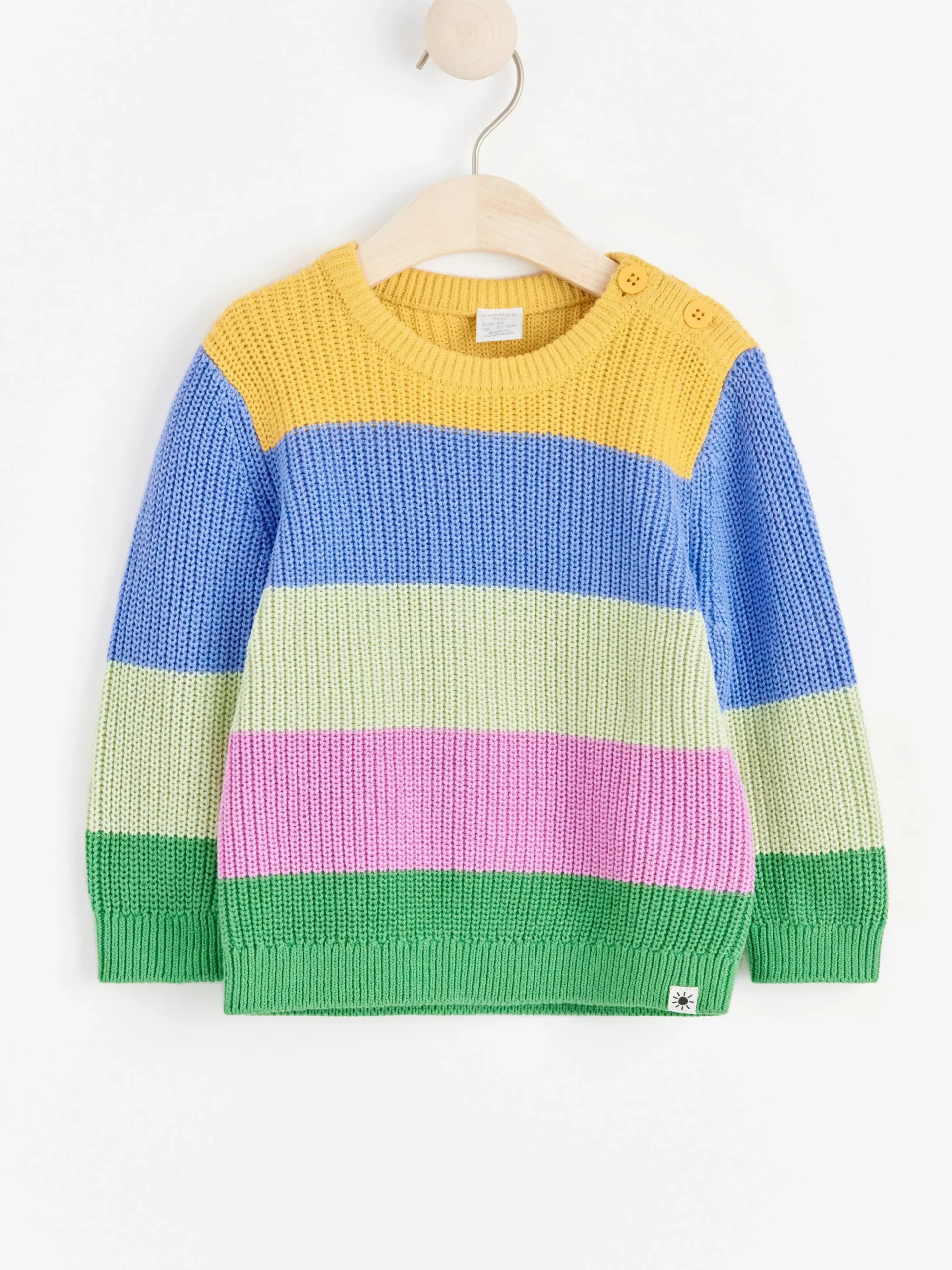 Tröjor & Cardigans>Lindex Stickad Troja Med Rander Light Dusty Yellow