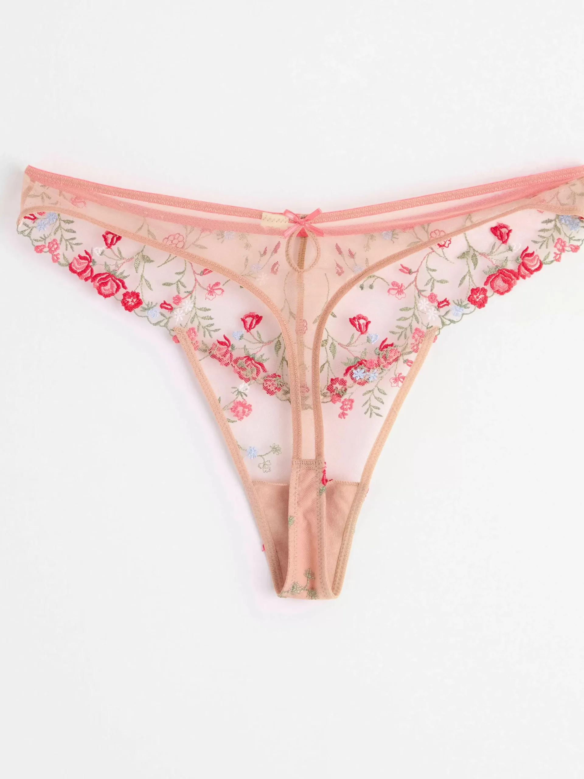 Trosor>Lindex Stringtrosa Low Waist Med Spetsblommor Dark Pink