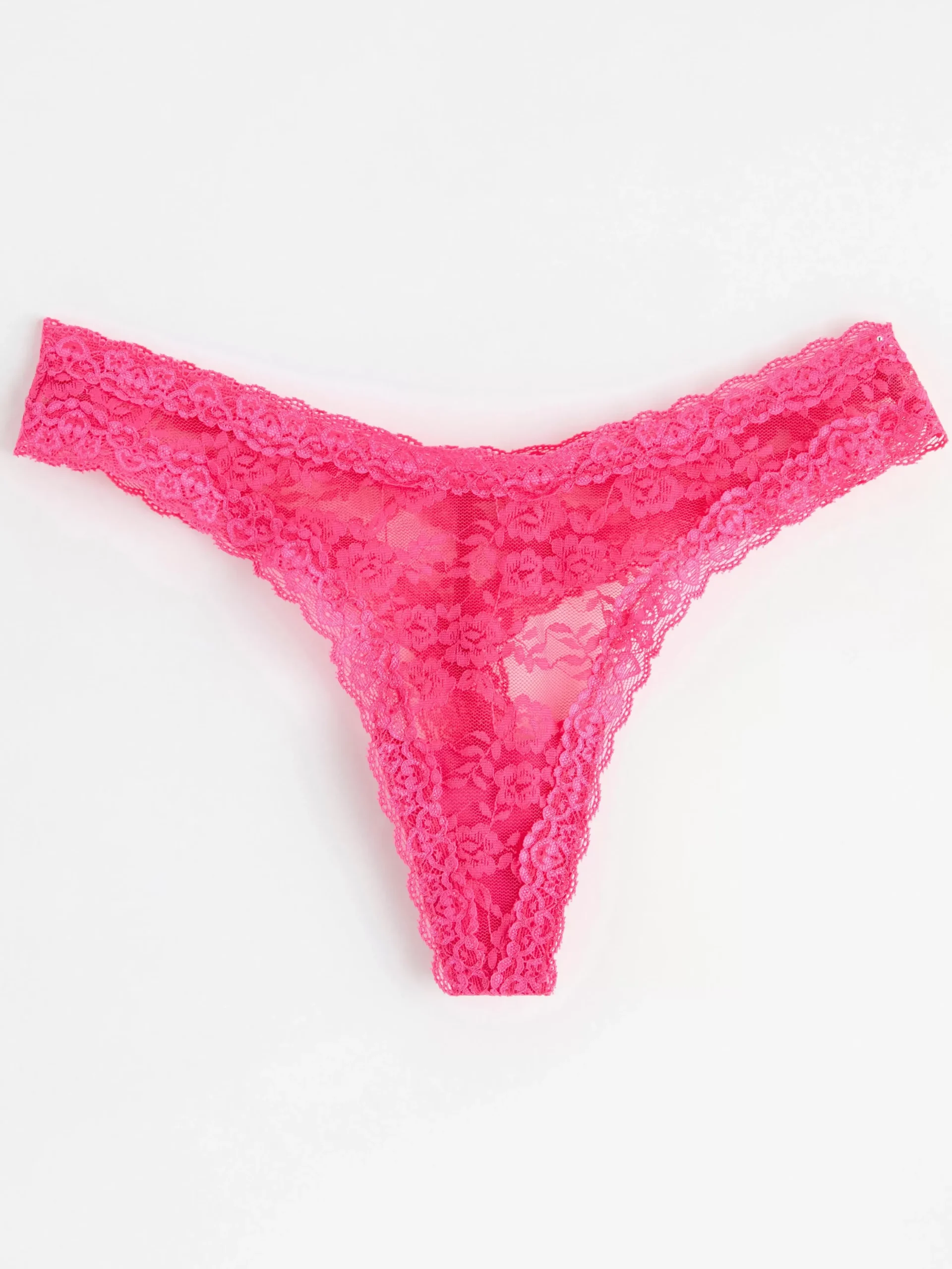 Trosor>Lindex Stringtrosa Low Waist Med Hogt Skuret Ben Och Spets Dark Pink