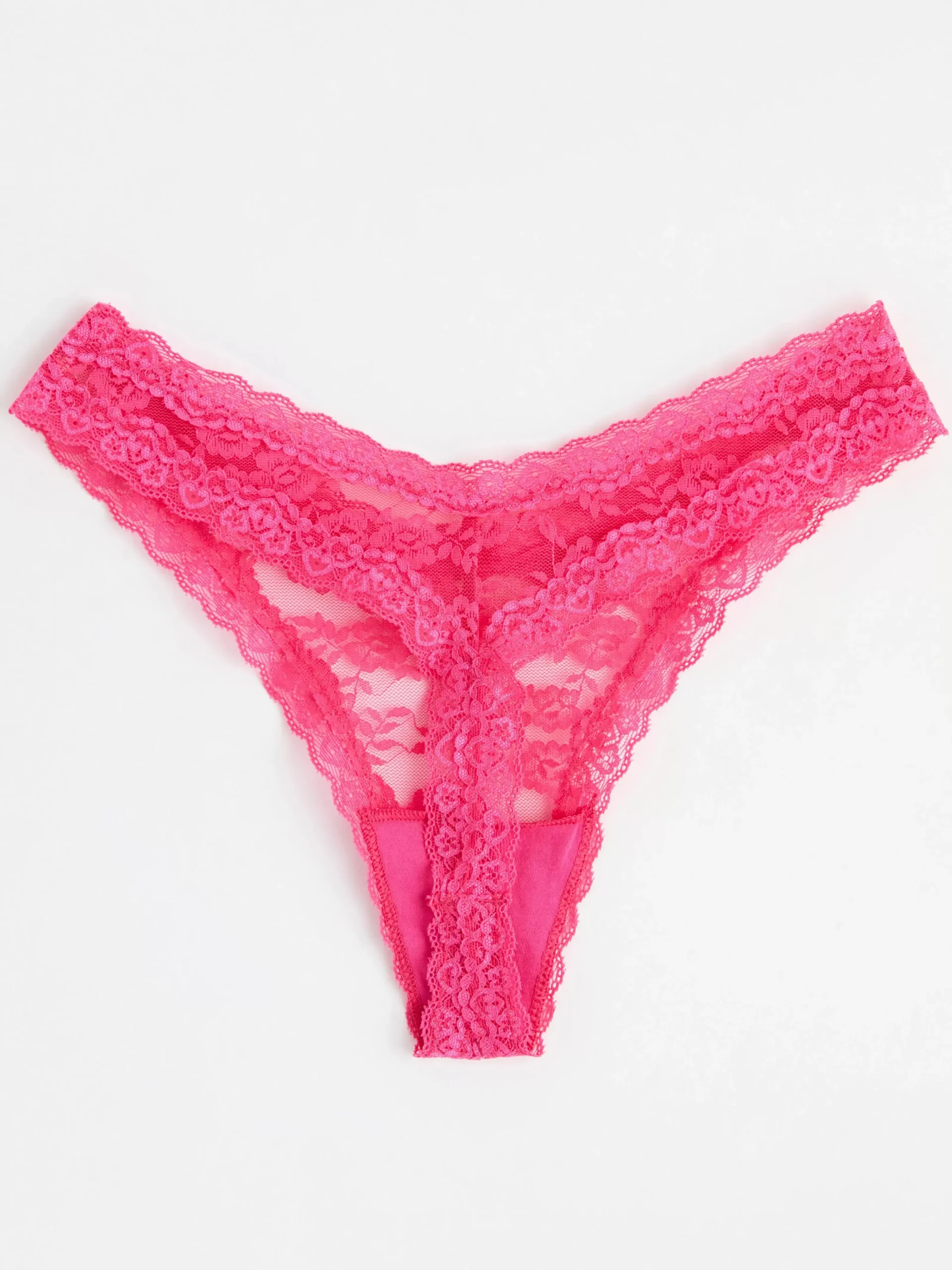 Trosor>Lindex Stringtrosa Low Waist Med Hogt Skuret Ben Och Spets Dark Pink
