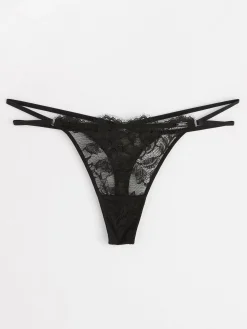 Trosor>Lindex Stringtrosa Low Waist Med Spets Black