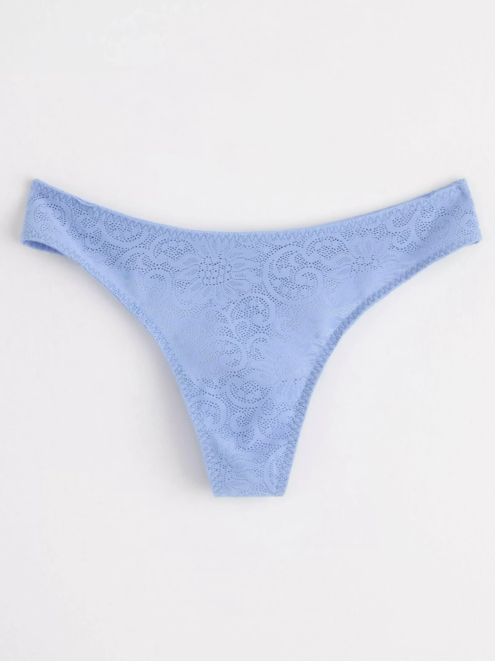 Trosor>Lindex Stringtrosa Med Normalhog Midja Och Spets Light Dusty Blue