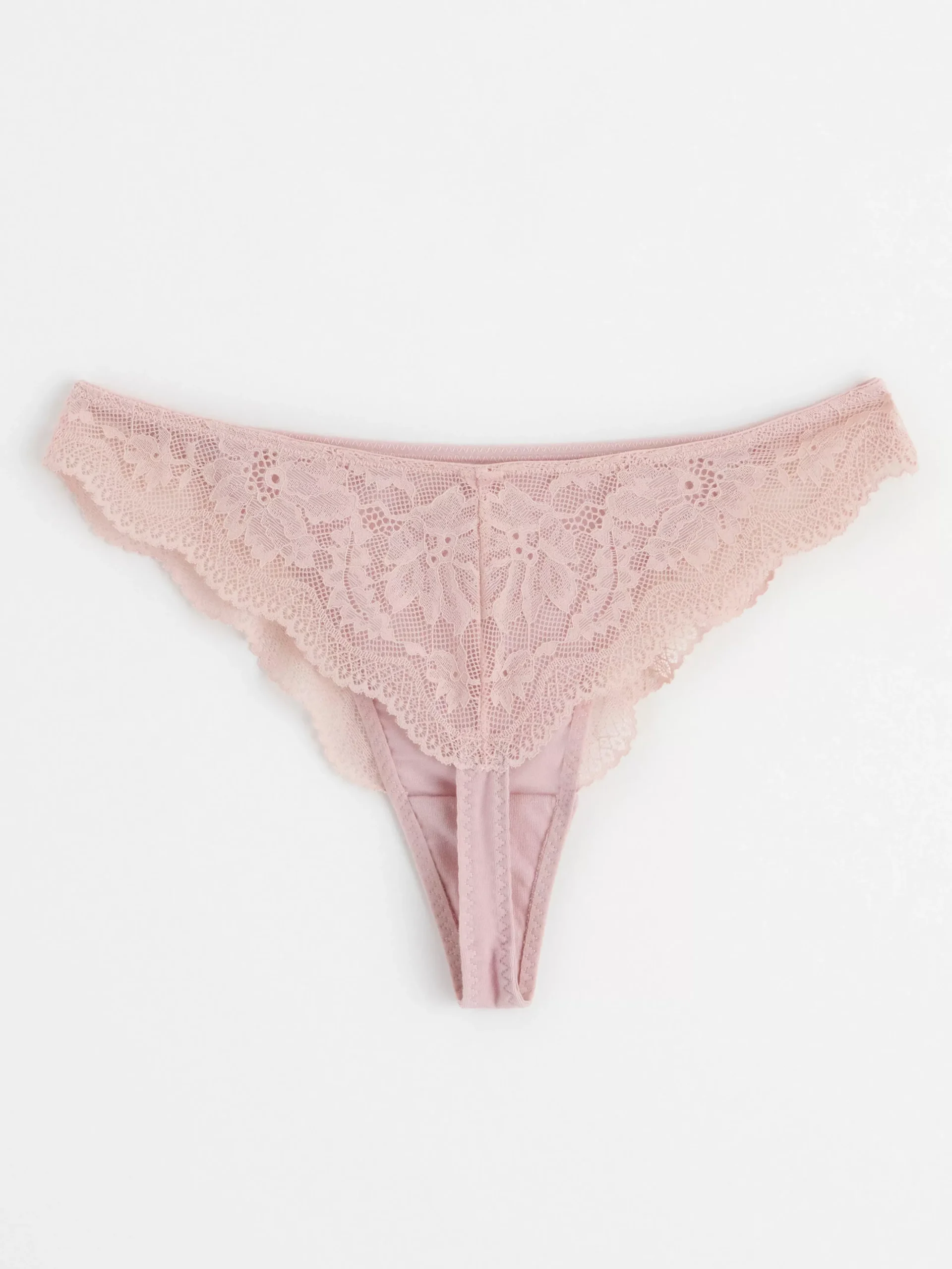 Trosor>Lindex Stringtrosa Med Spets Och Normalhog Midja Light Dusty Pink
