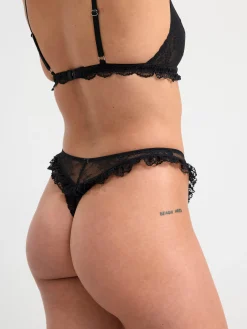 Trosor>Lindex Stringtrosa Regular Waist Med Spets Black